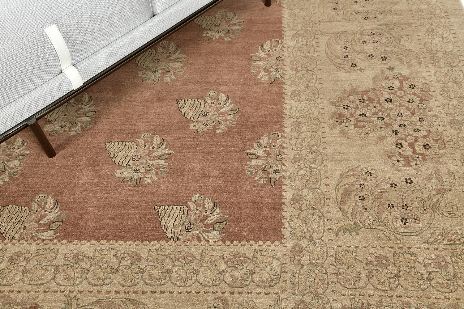 Natürlicher Teppich im Bessarabischen Revival-Stil mit Naturfarbe im Angebot 1
