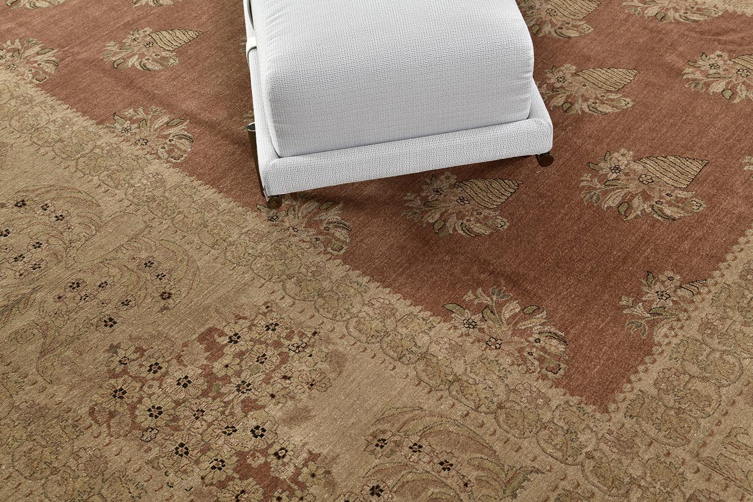 Natürlicher Teppich im Bessarabischen Revival-Stil mit Naturfarbe im Angebot 2