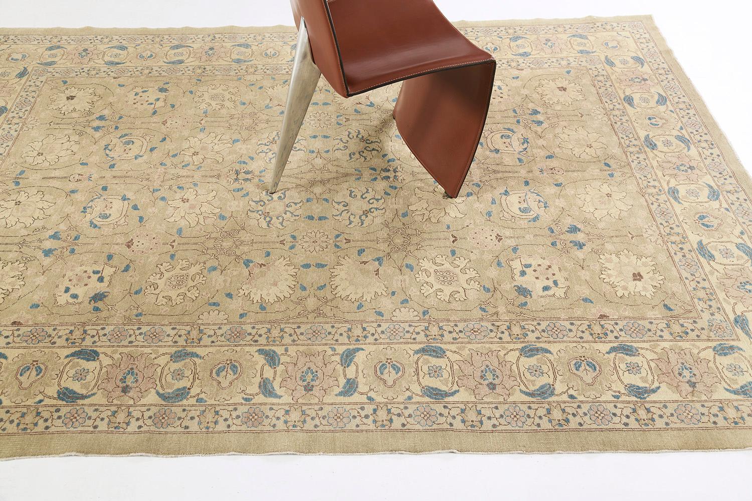 Natural Dye Classic Tabriz Design Rug, Fable Collection from Mehraban For Sale 3