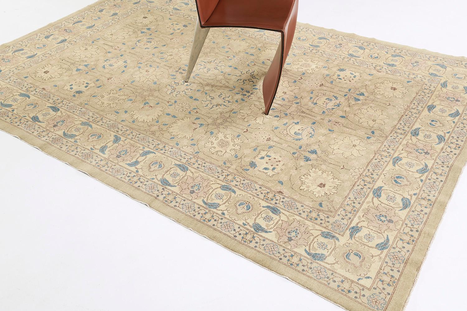 Natural Dye Classic Tabriz Design Rug, Fable Collection from Mehraban For Sale 4