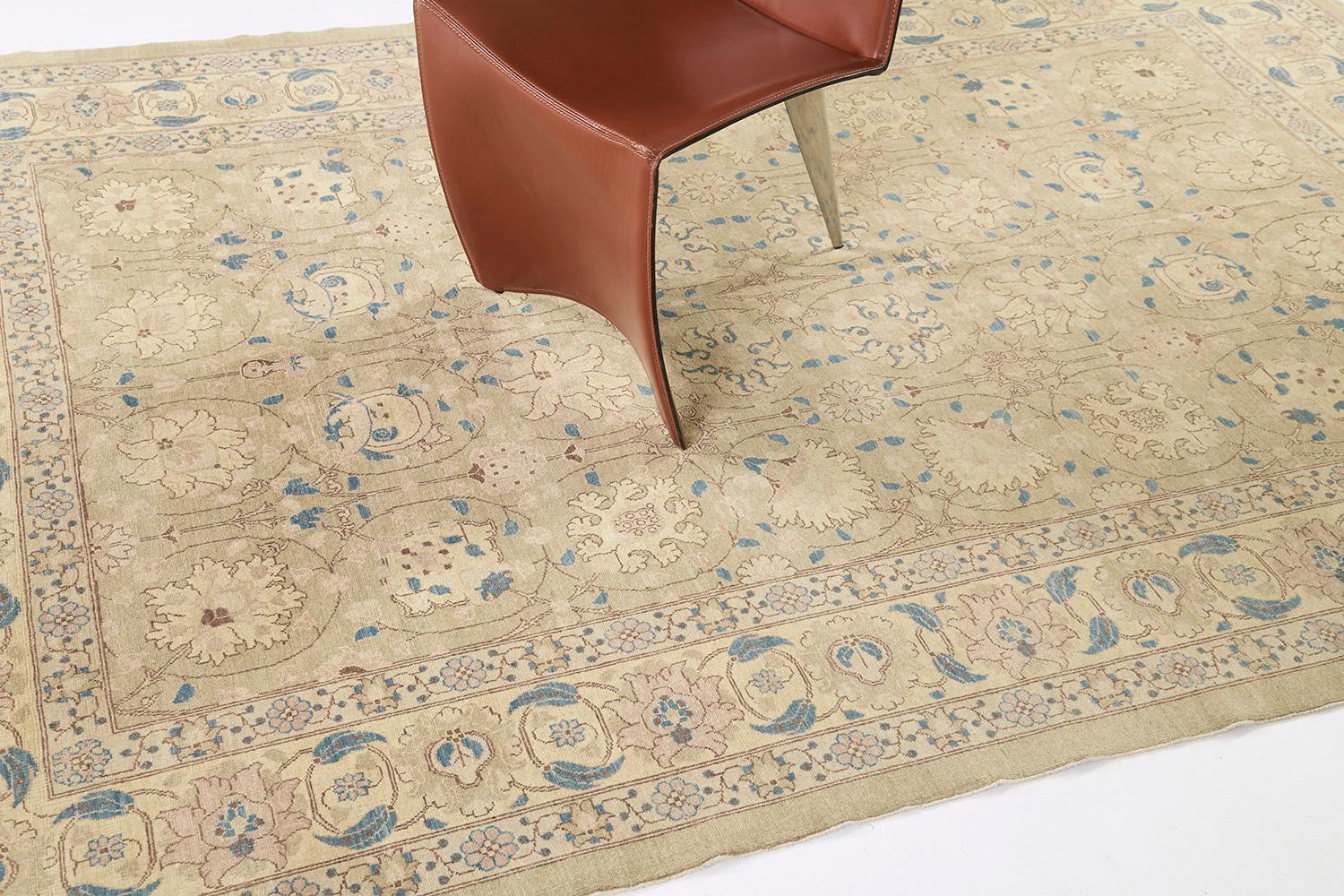 Hand-Knotted Natural Dye Classic Tabriz Design Rug, Fable Collection from Mehraban For Sale