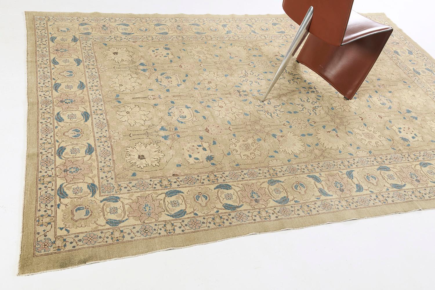 Natural Dye Classic Tabriz Design Rug, Fable Collection from Mehraban For Sale 2
