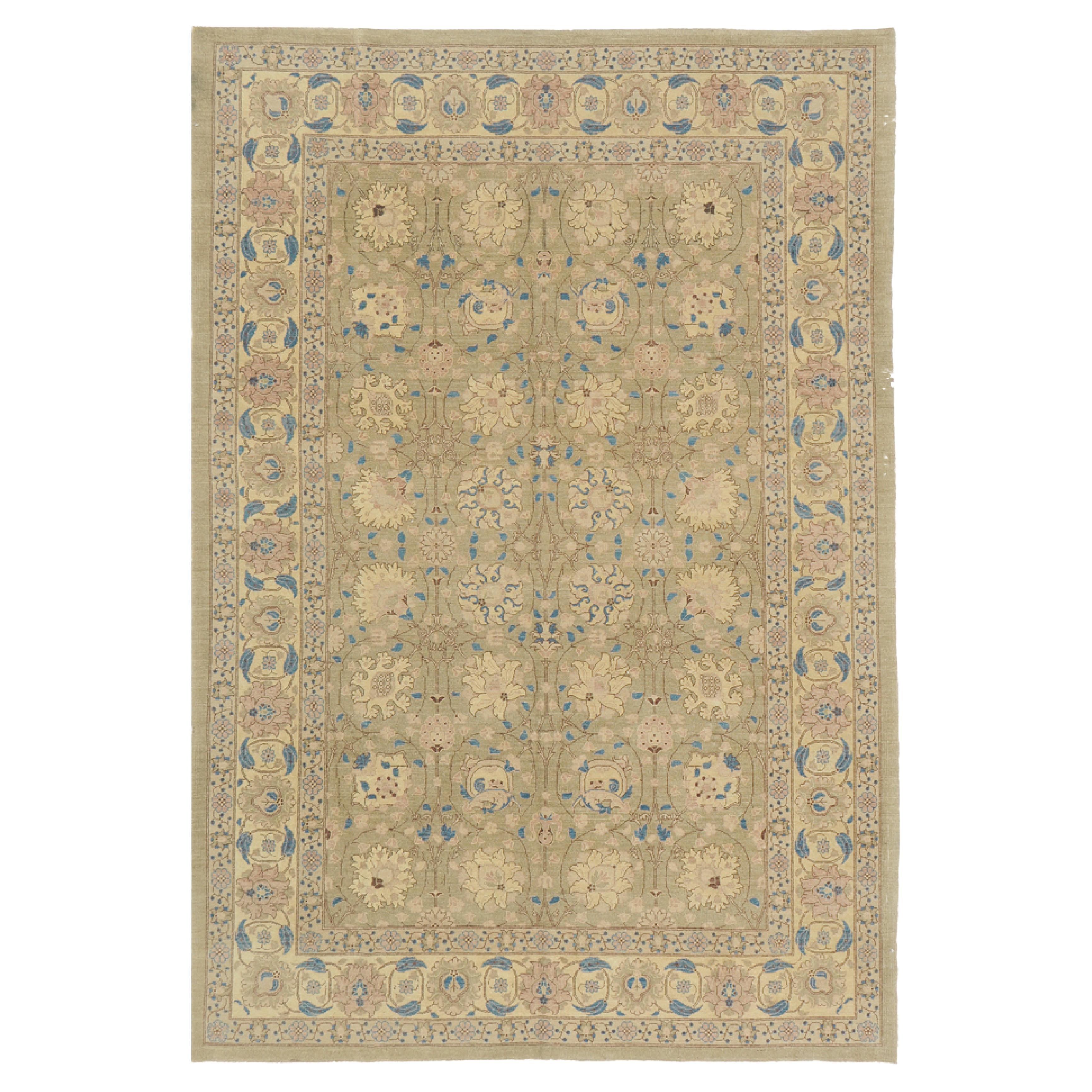 Natural Dye Classic Tabriz Design Rug, Fable Collection from Mehraban For Sale