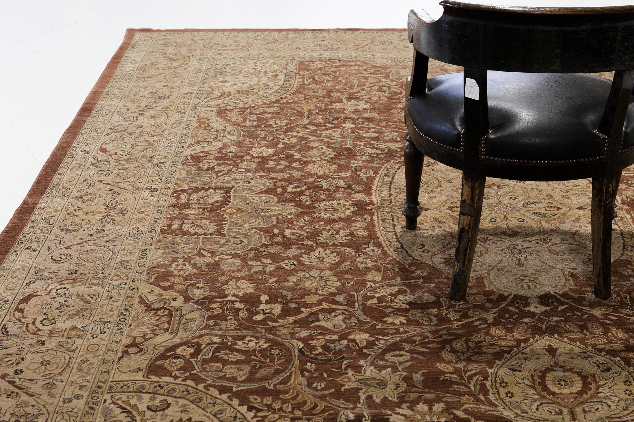 Afghan Natural Dye Classic Tabriz Revival Rug For Sale