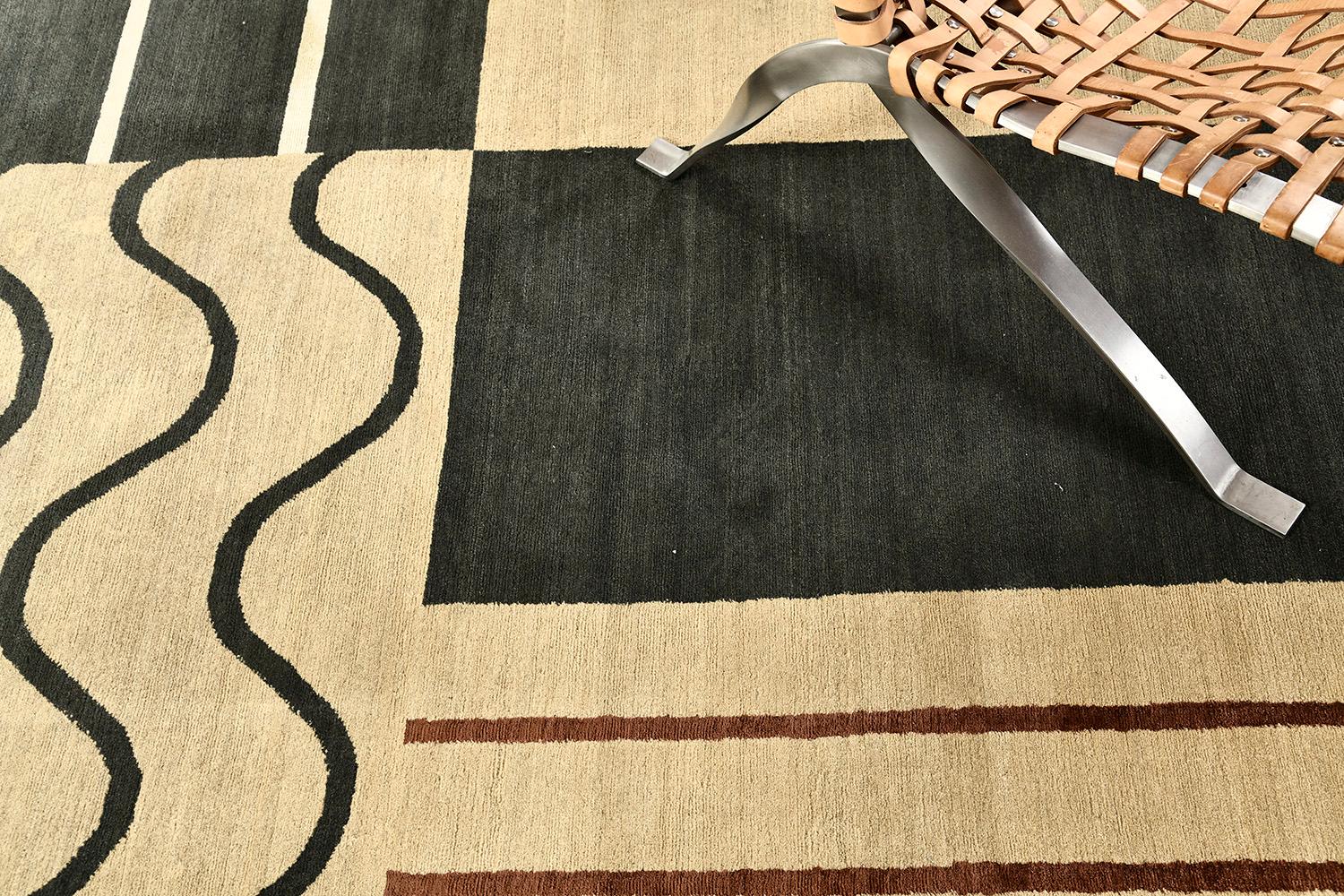 Tappeto di design contemporaneo a tintura naturale della collezione Mondrian di Mehraban Rugs in vendita 1