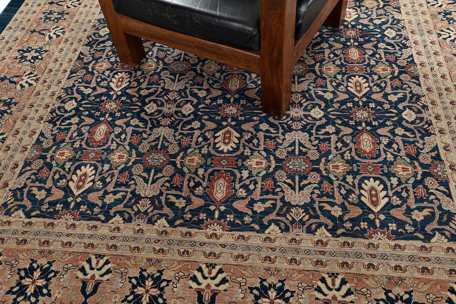 Hand-Knotted Natural Dye Farahan Design Rug Bliss Collection For Sale