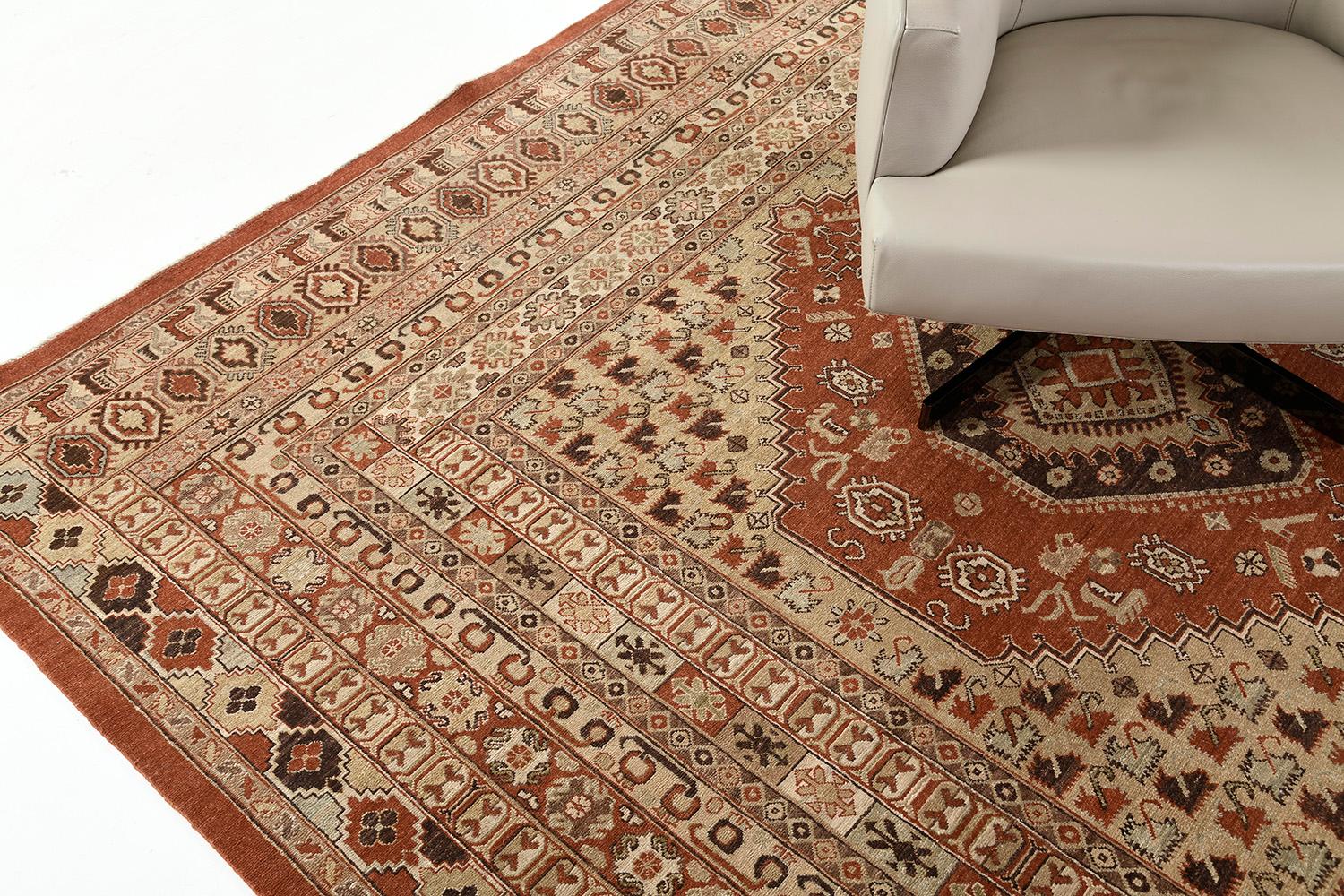 Contemporary Natural Dye Gashgai Revival Square Rug For Sale