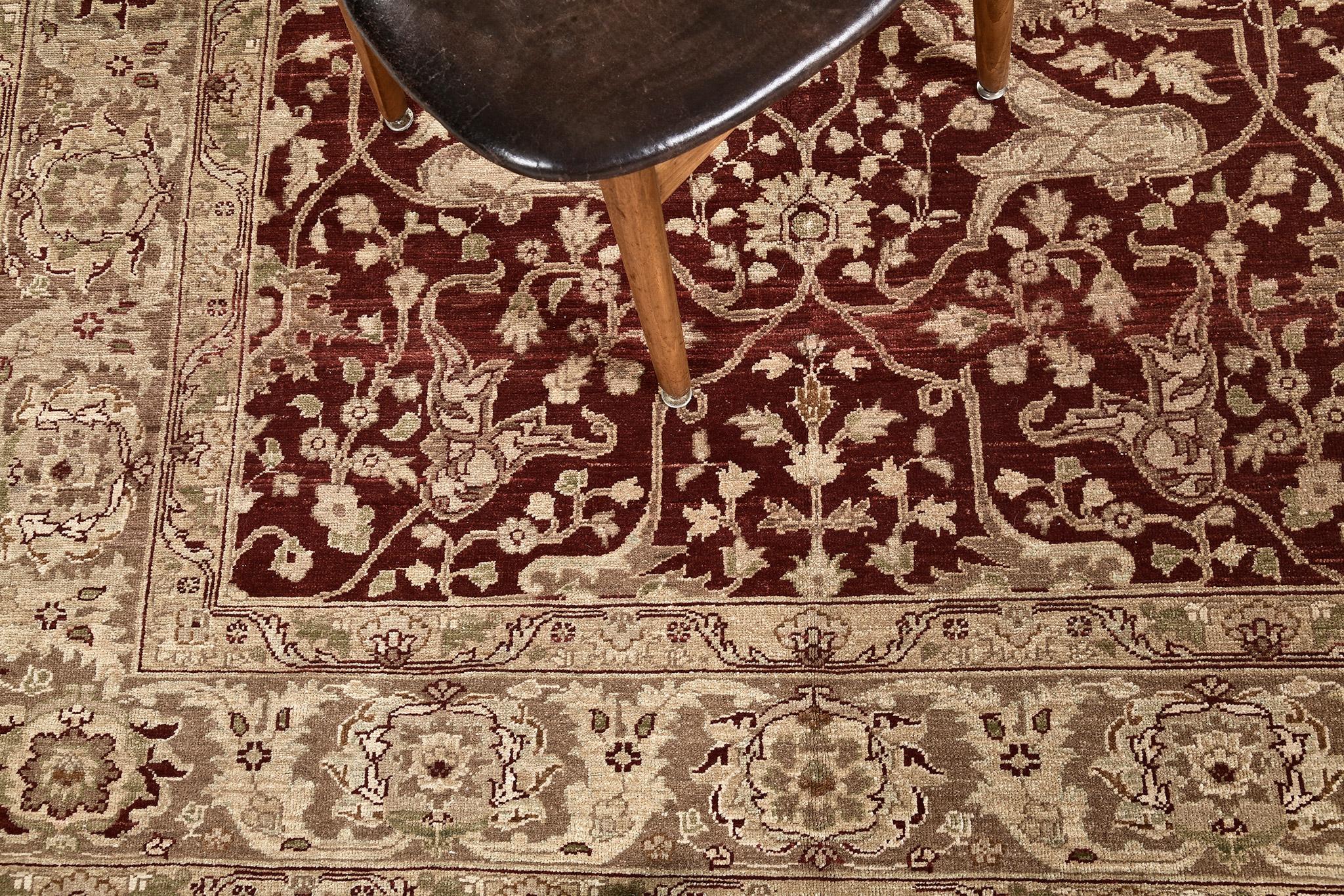Naturfarbener Teppich Divine Kollektion D5075 mit Gordenmuster (Afghanisch) im Angebot