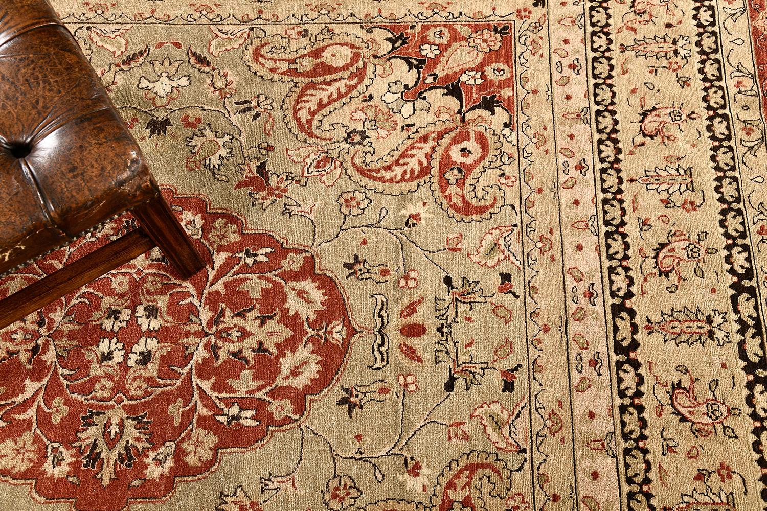 Natural Dye Kashan Mohtasham Design Rug D5001 Fable In New Condition For Sale In WEST HOLLYWOOD, CA