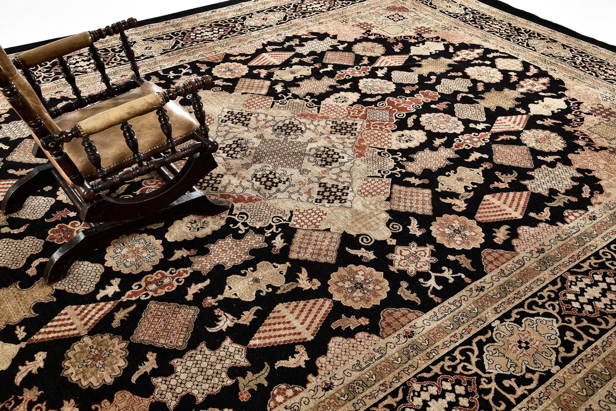 Hand-Knotted Natural Dye Kashan Mohtasham Revival D5007 Fable For Sale