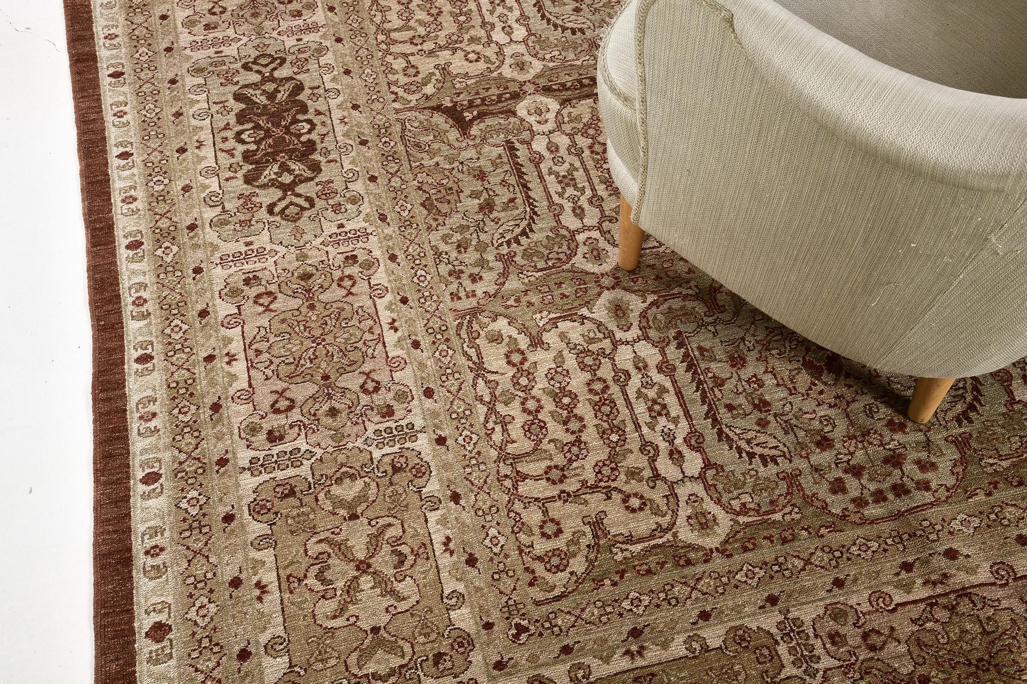 Noué à la main Nature Dye Lavar Kerman Design Bliss Collection D5138 en vente