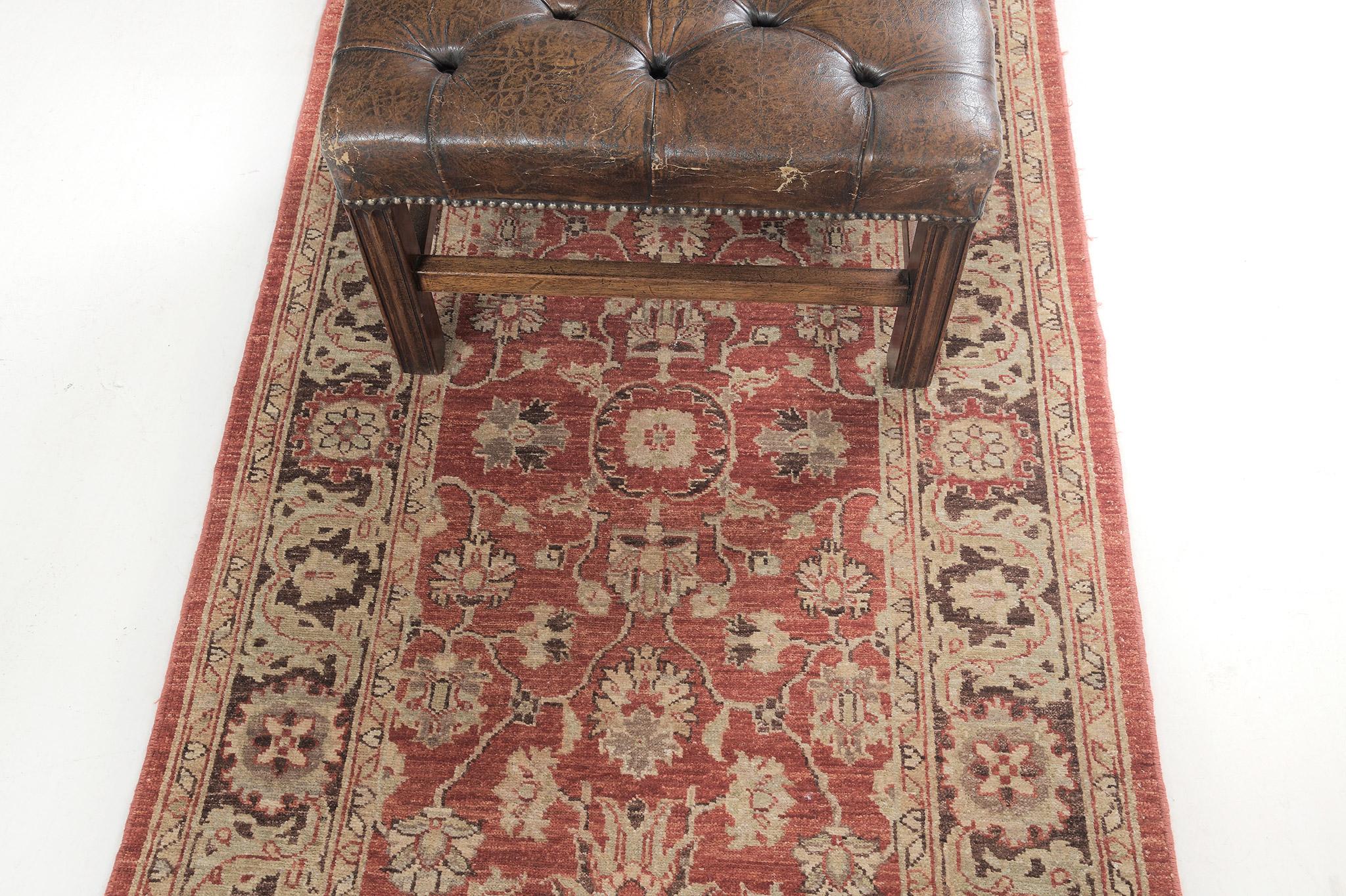 Afghan Tapis à motif Mahal teinté naturel Divine Collection D5049 en vente