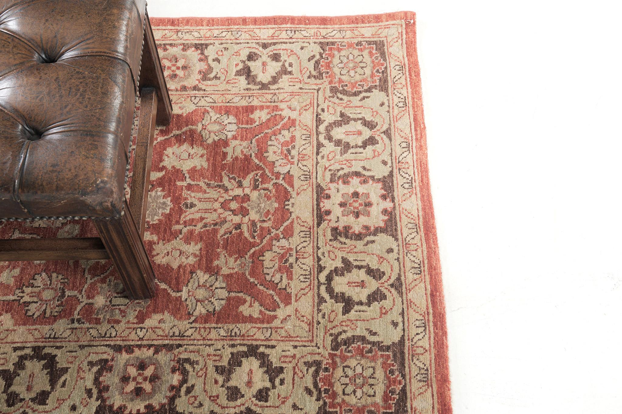 Noué à la main Tapis à motif Mahal teinté naturel Divine Collection D5049 en vente