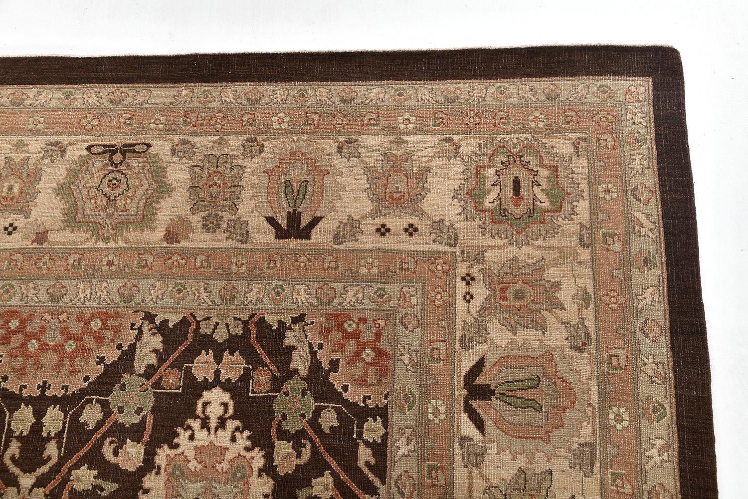 Natürlicher Teppich im Mahal-Design mit Farbstoff im Angebot 2
