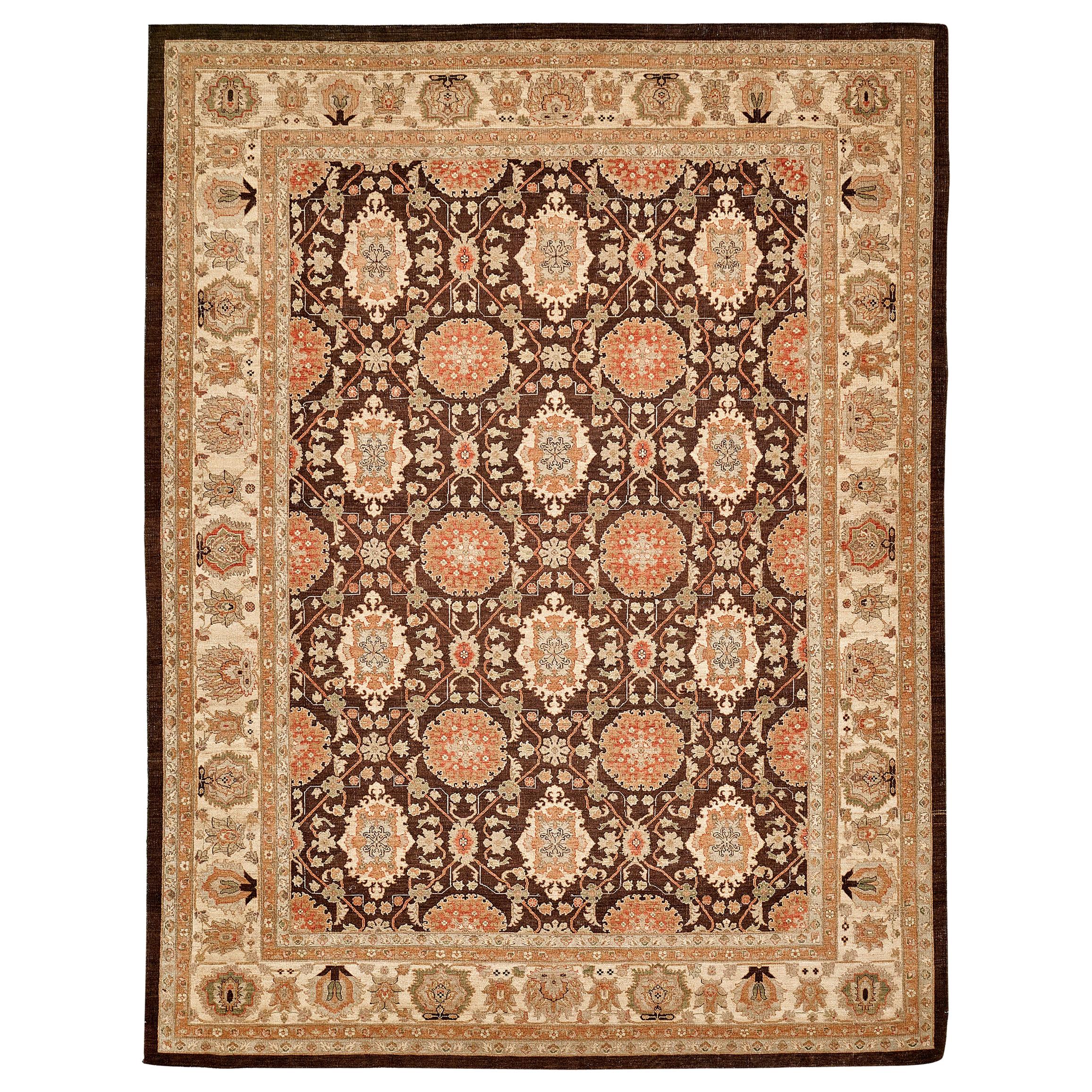 Natural Dye Mahal Design Rug  For Sale