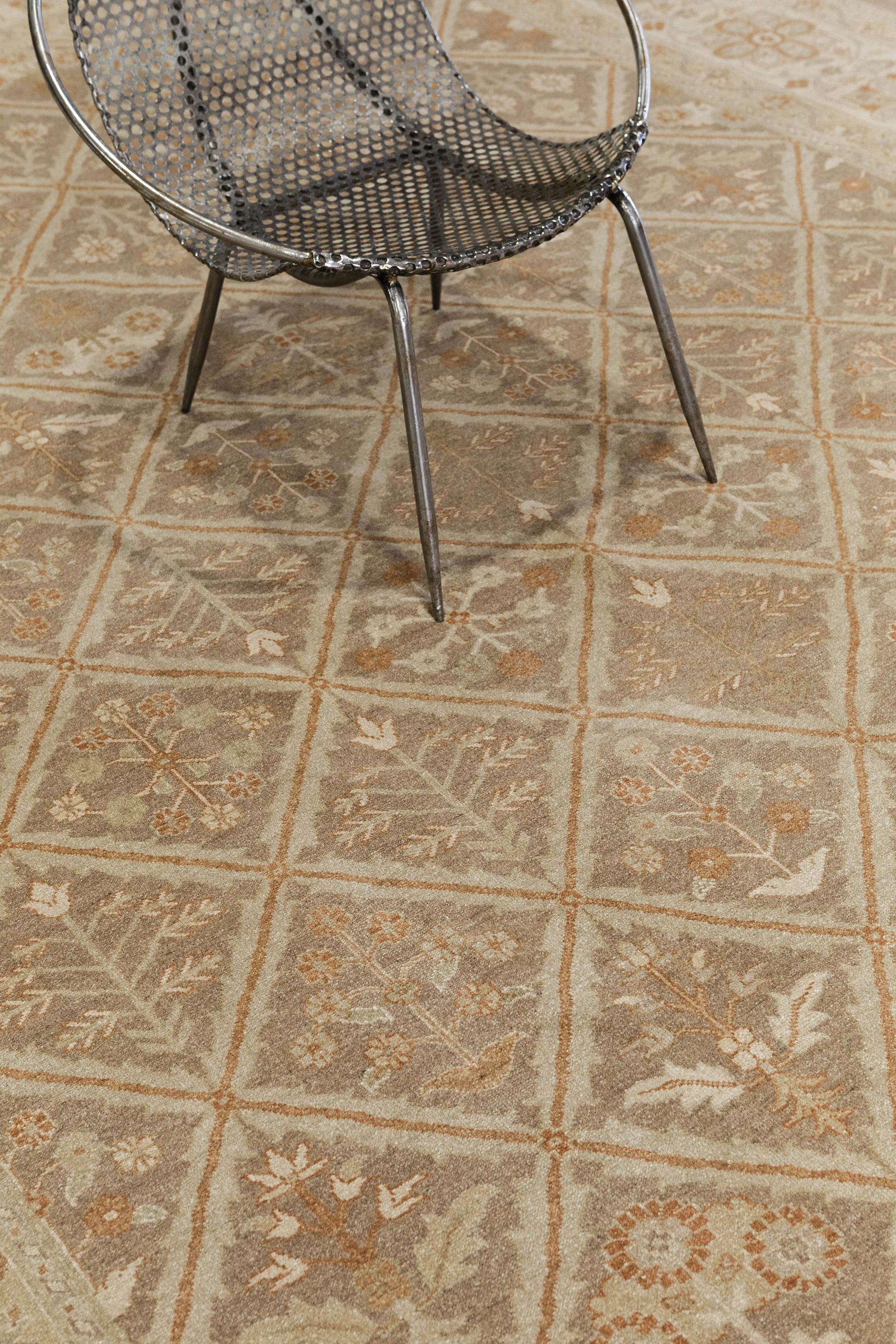 Noué à la main Tapis Mahal Panel Design Revive en teinture naturelle en vente
