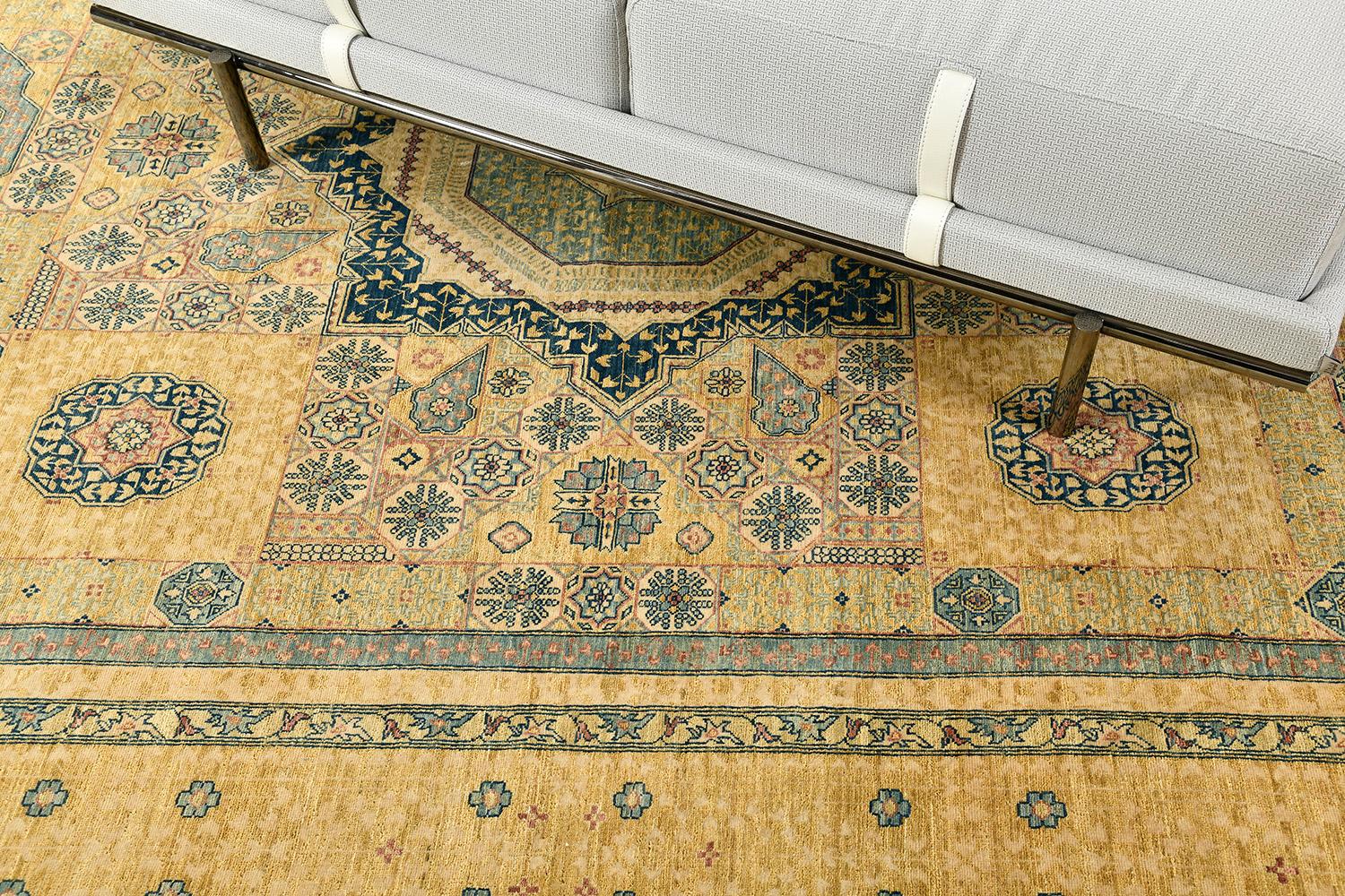 A majestic Mamluk Design rug from our collection features grandiose medallions and motifs. Borders are well-coordinated with intricate patterns over a goldfield. Perfect for your interior that will match your traditional home style.


Rug number