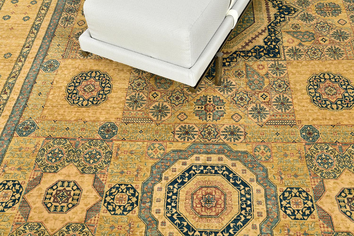 Wool Natural Dye Mamluk Design Rug Fable Collection For Sale