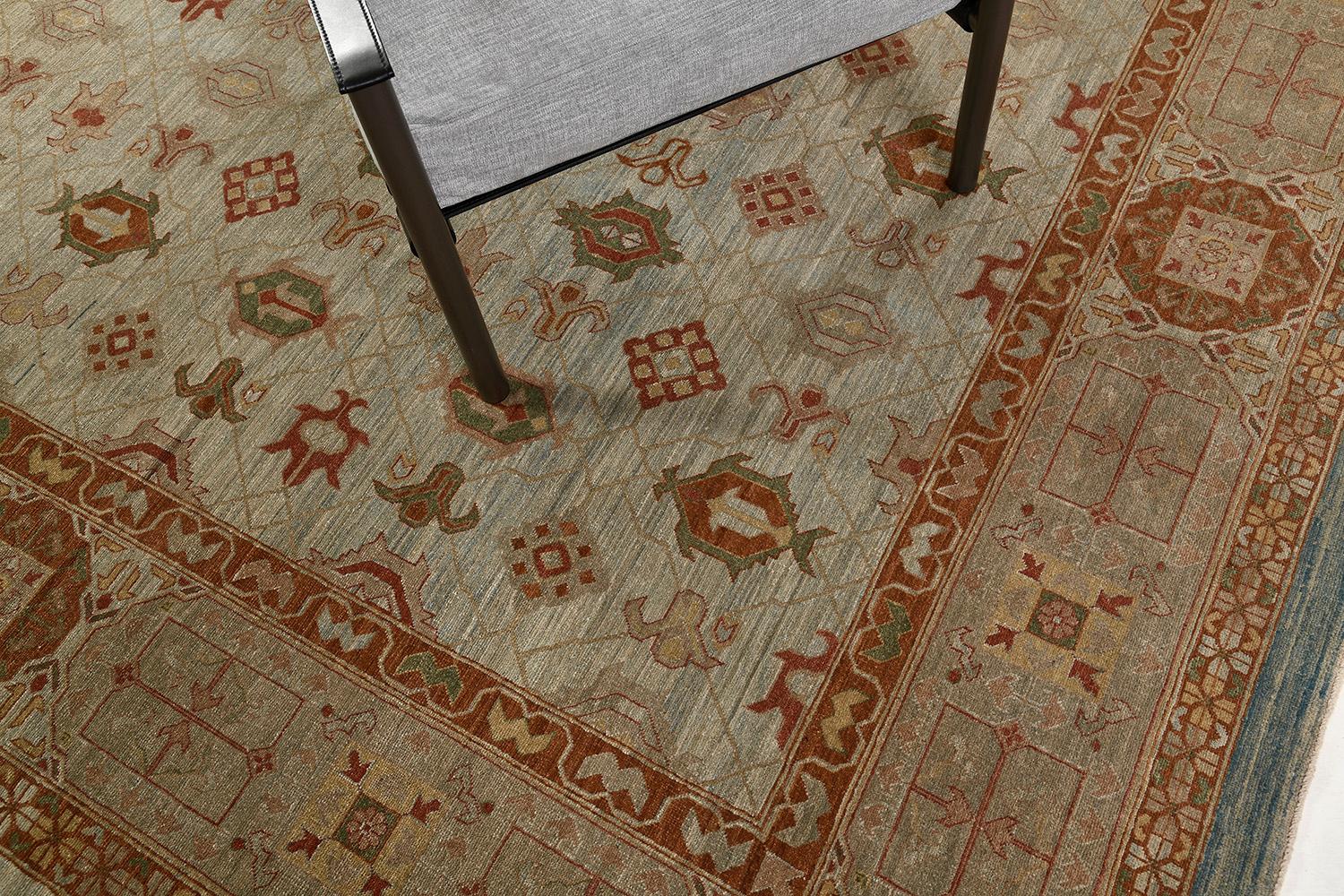 Hand-Knotted Natural Dye Mamluk Revival Rug For Sale