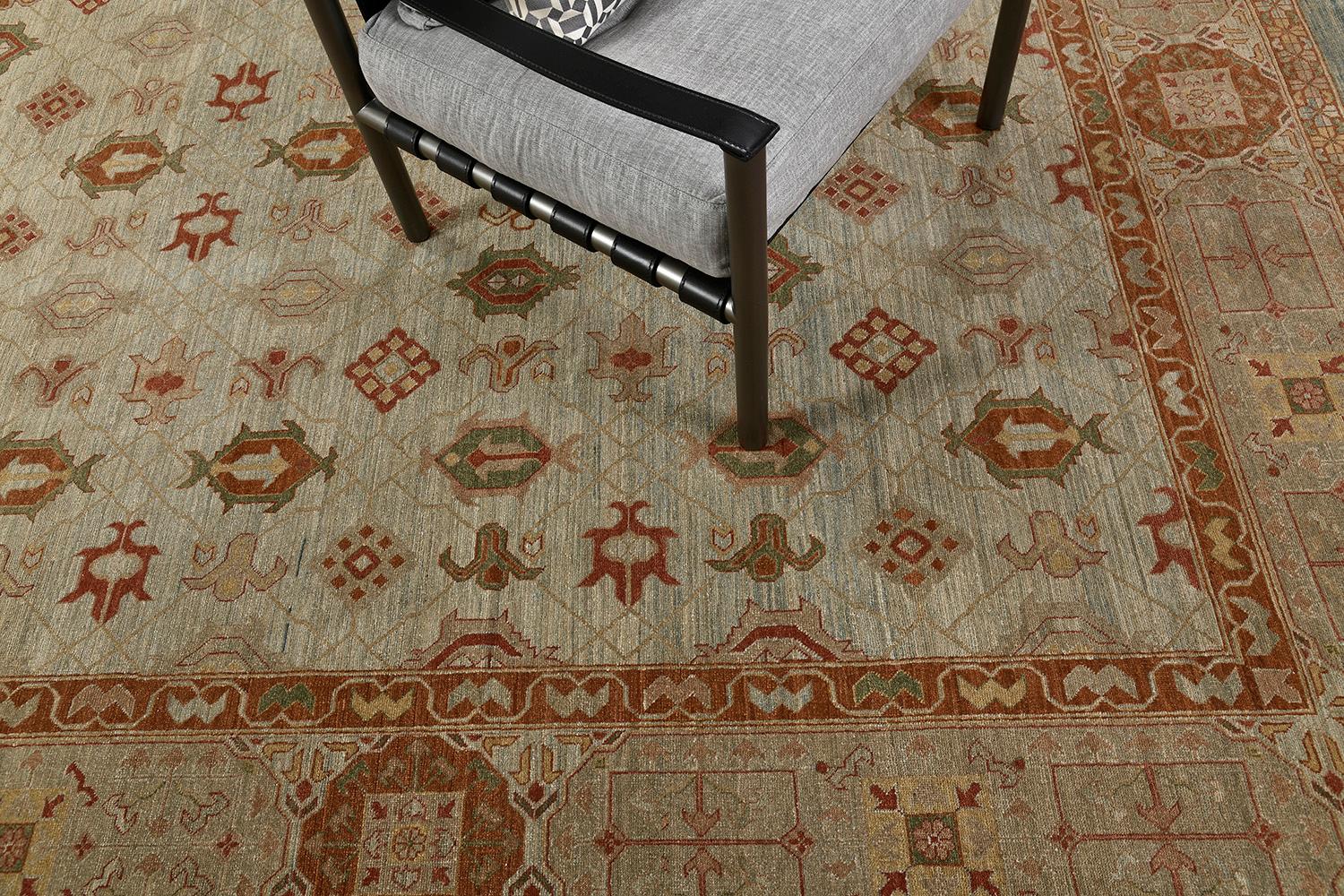 Natural Dye Mamluk Revival Rug In New Condition For Sale In WEST HOLLYWOOD, CA