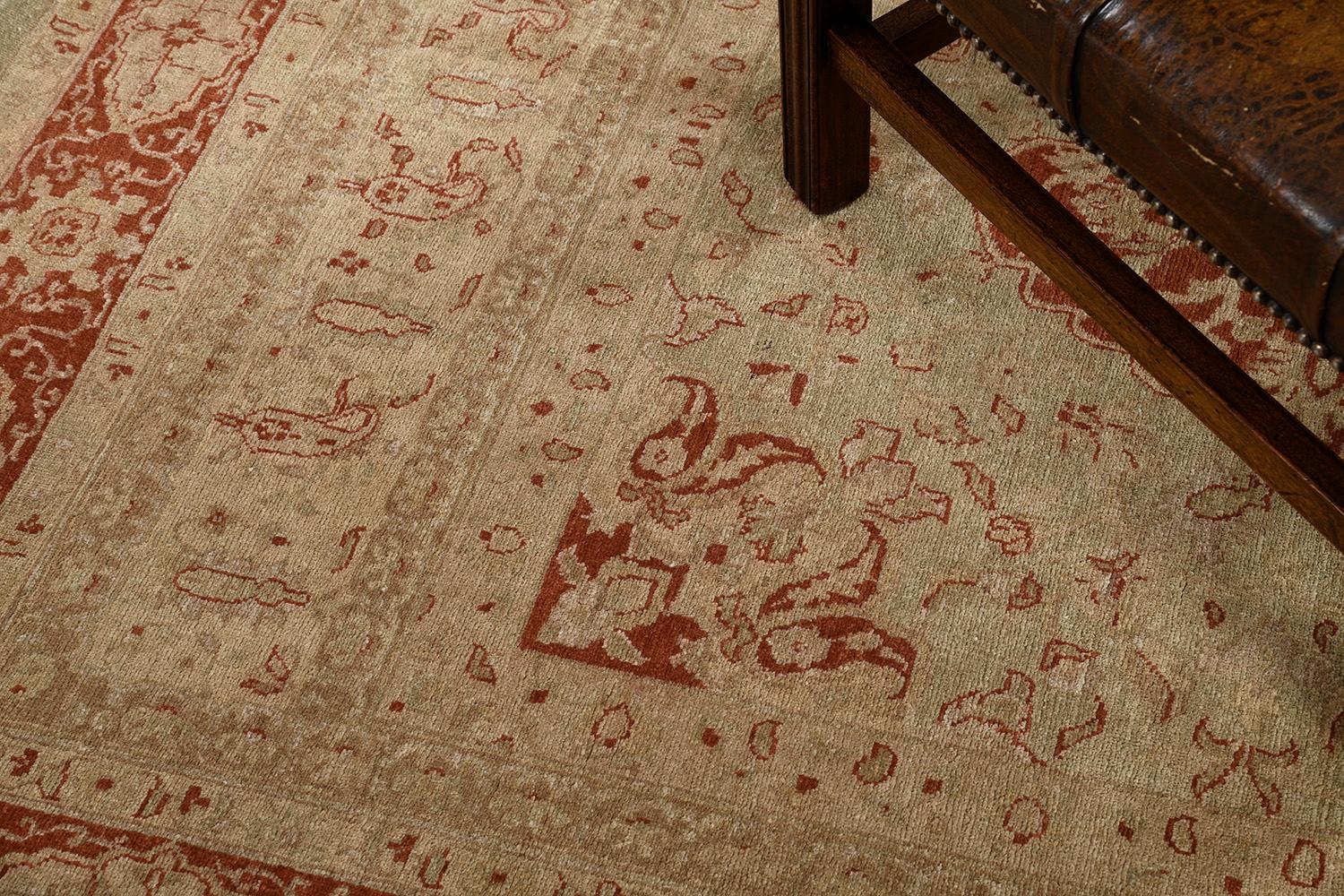 Hand-Knotted Natural Dye Mohtasham Revival Rug For Sale