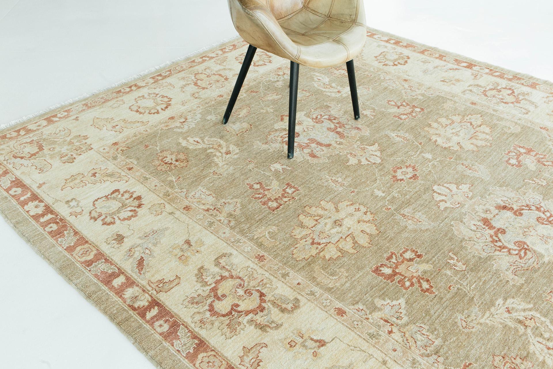 Hand-Knotted Natural Dye Oushak Revival Rug For Sale
