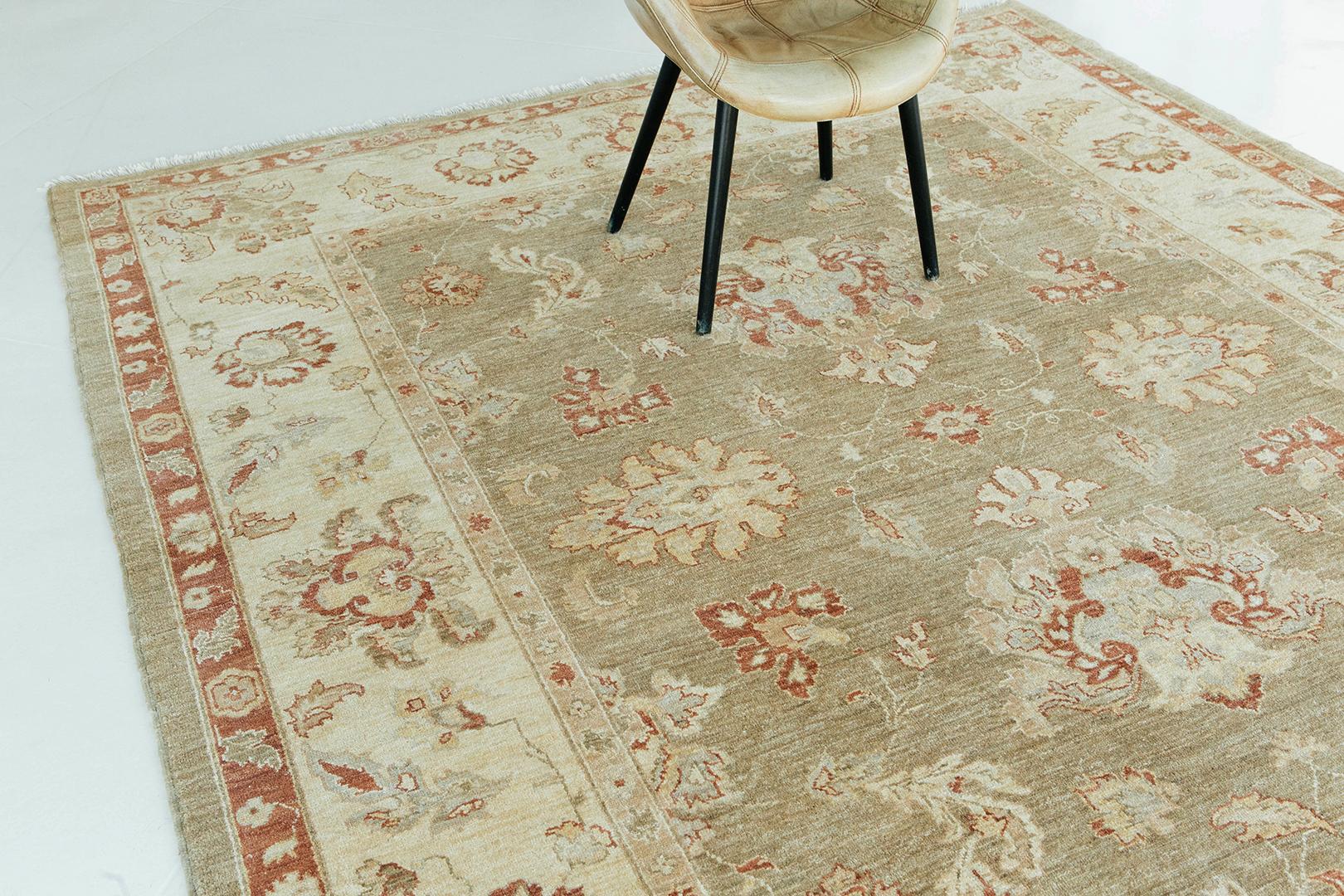 Contemporary Natural Dye Oushak Revival Rug For Sale