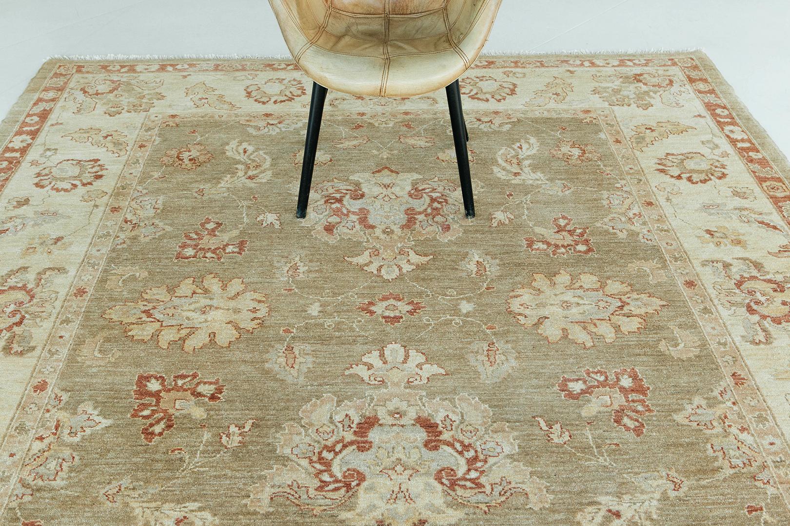 Wool Natural Dye Oushak Revival Rug For Sale