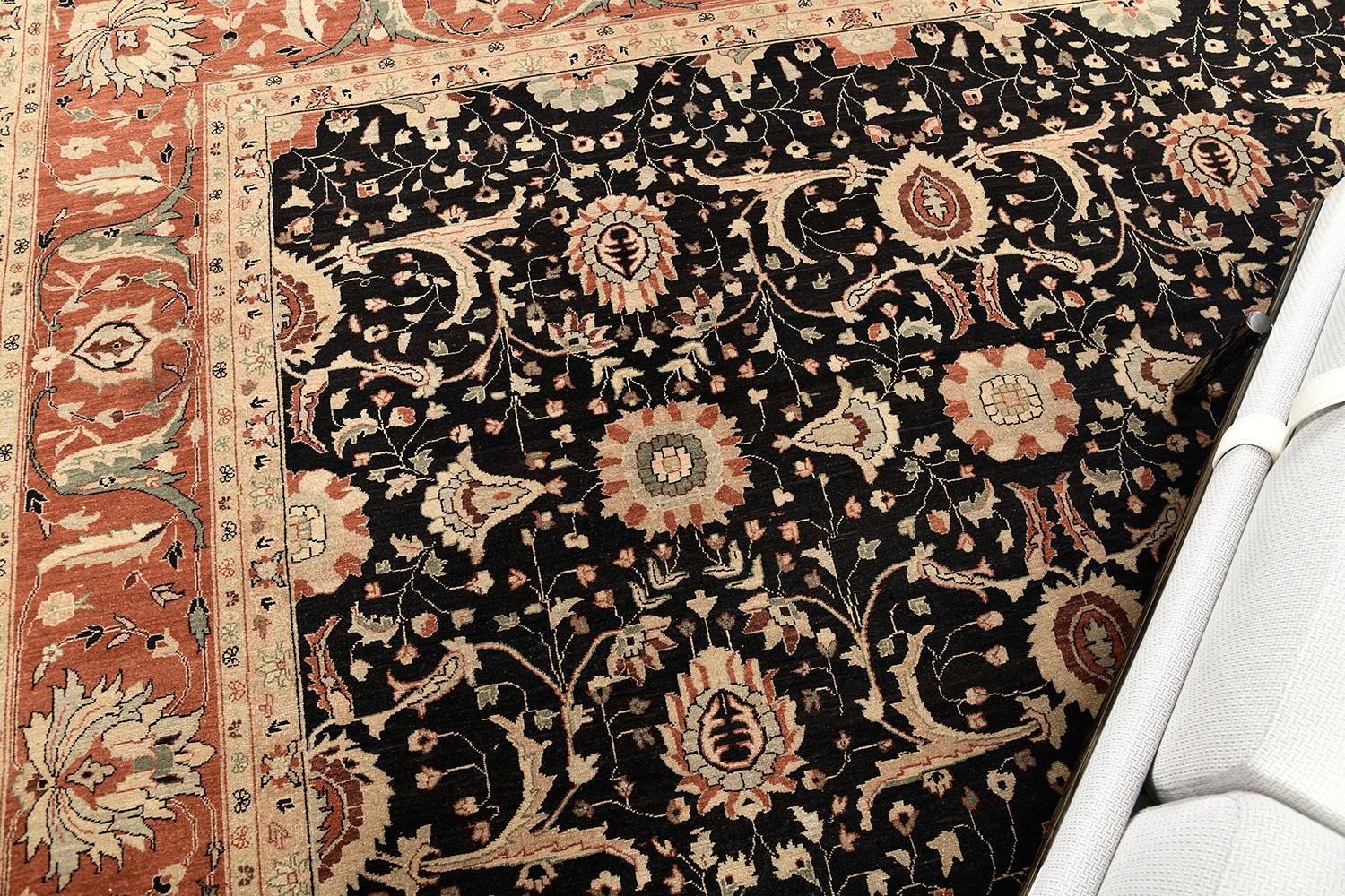 Hand-Knotted Natural Dye Sarouk Farahan Rug For Sale