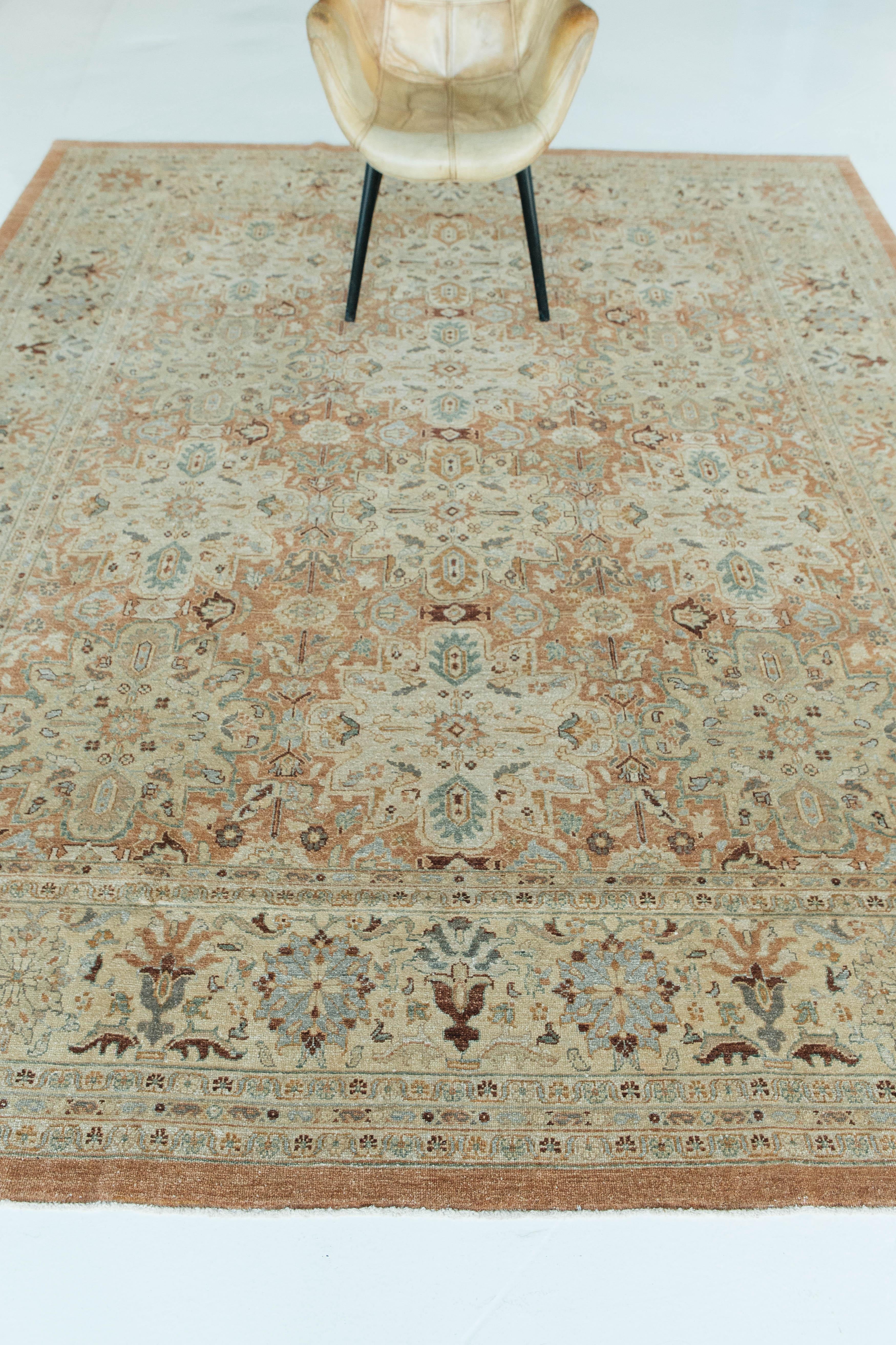 Hand-Knotted Natural Dye Sarouk Farahan Style Rug For Sale
