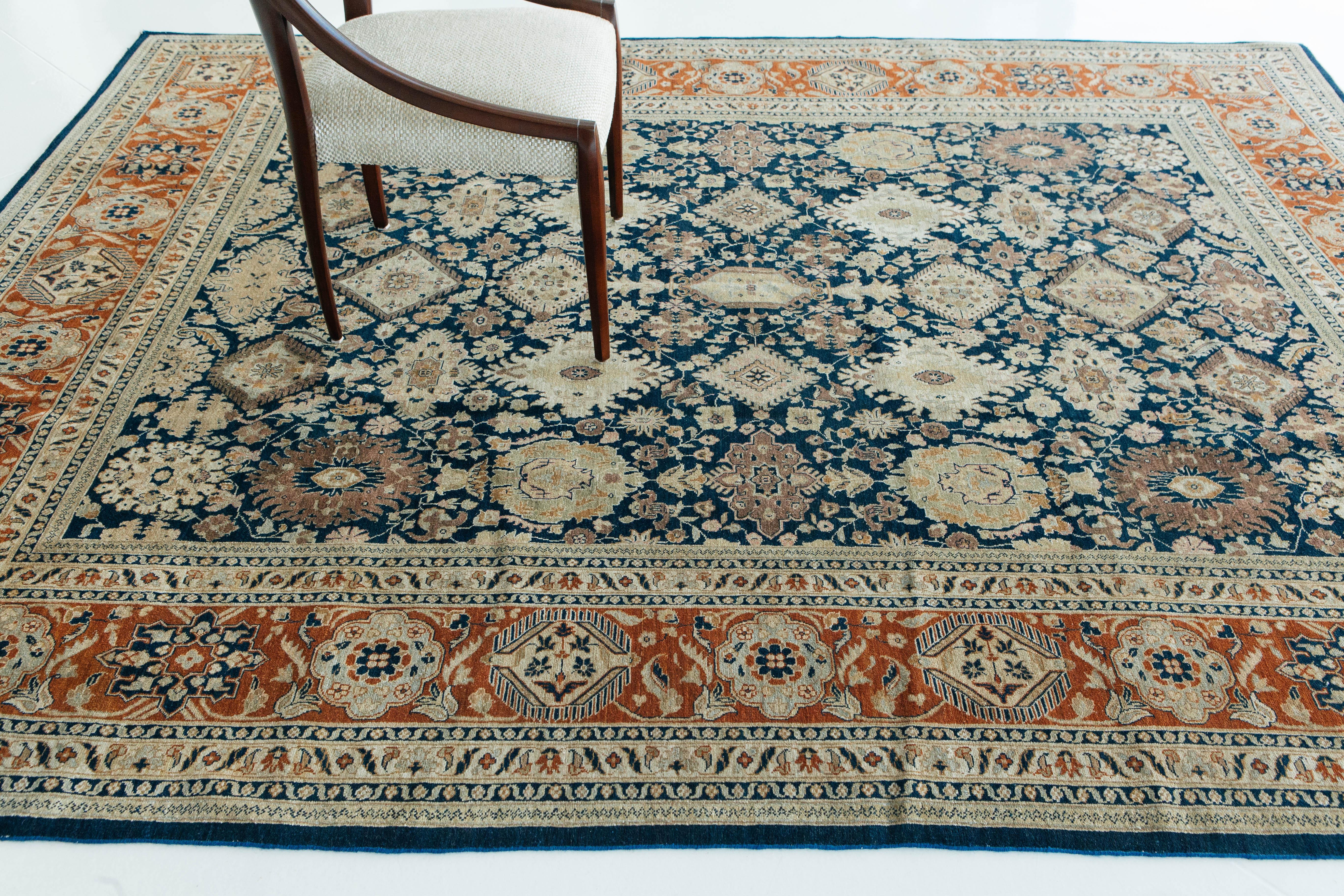 Lana Tappeto in stile Sarouk Farahan con tintura naturale in vendita