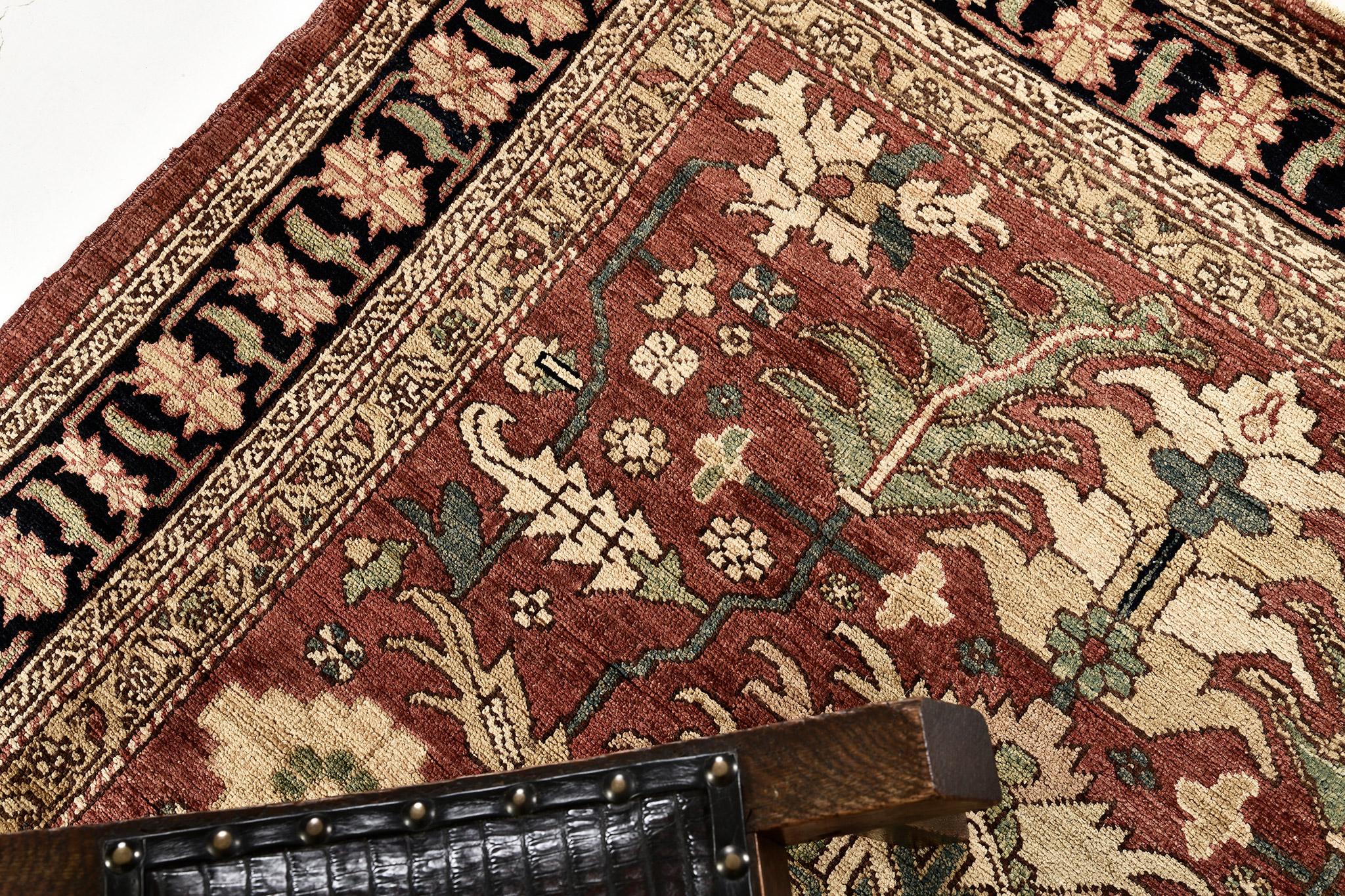 Afghan Tapis Serapi Design teinté naturel en vente
