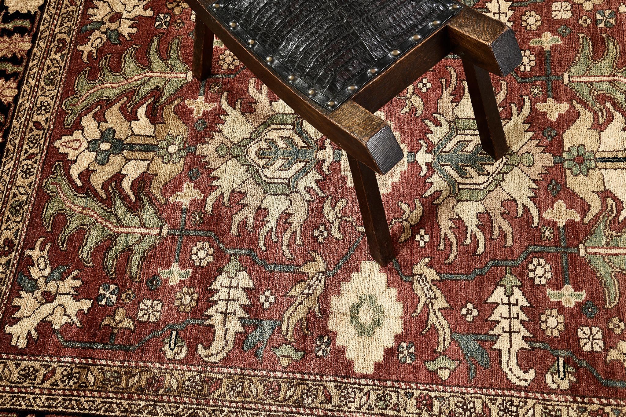 Noué à la main Tapis Serapi Design teinté naturel en vente