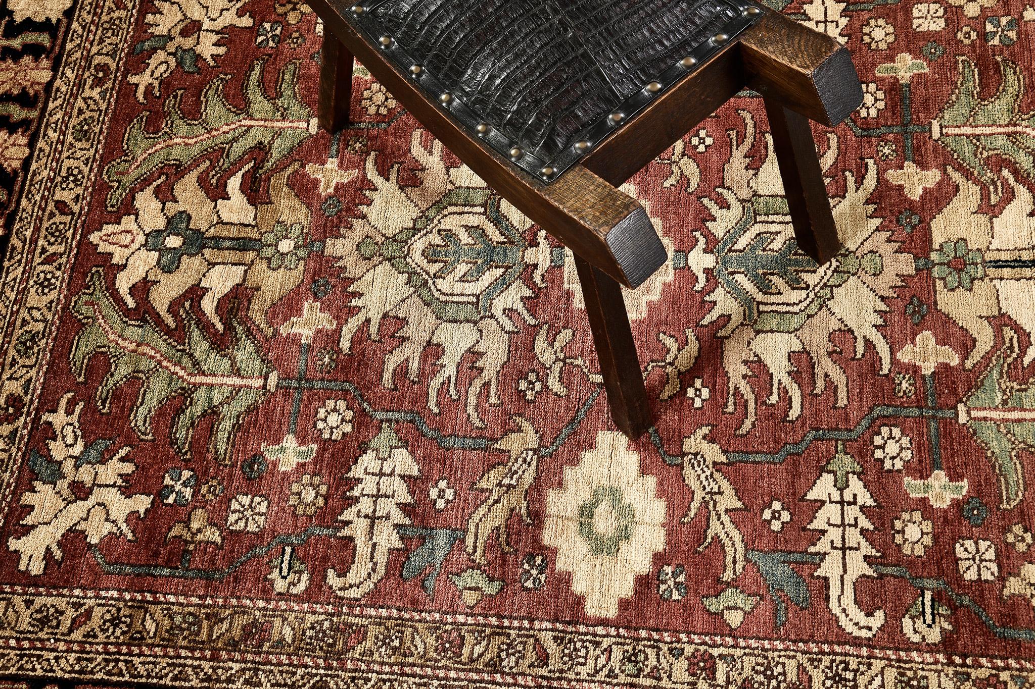 Hand-Knotted Natural Dye Serapi Design Rug For Sale