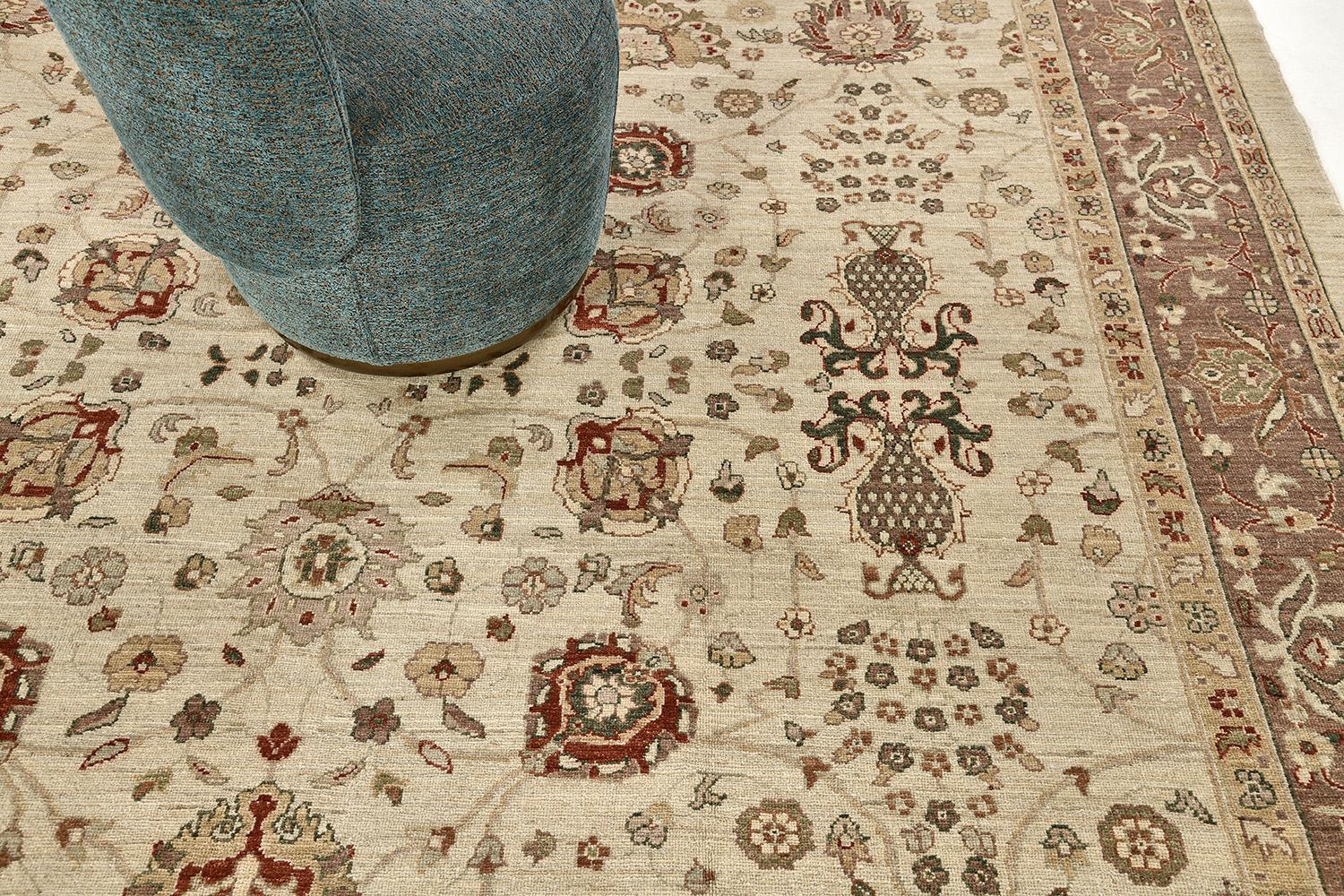 Contemporary Natural Dye Sultanabad Design Rug For Sale