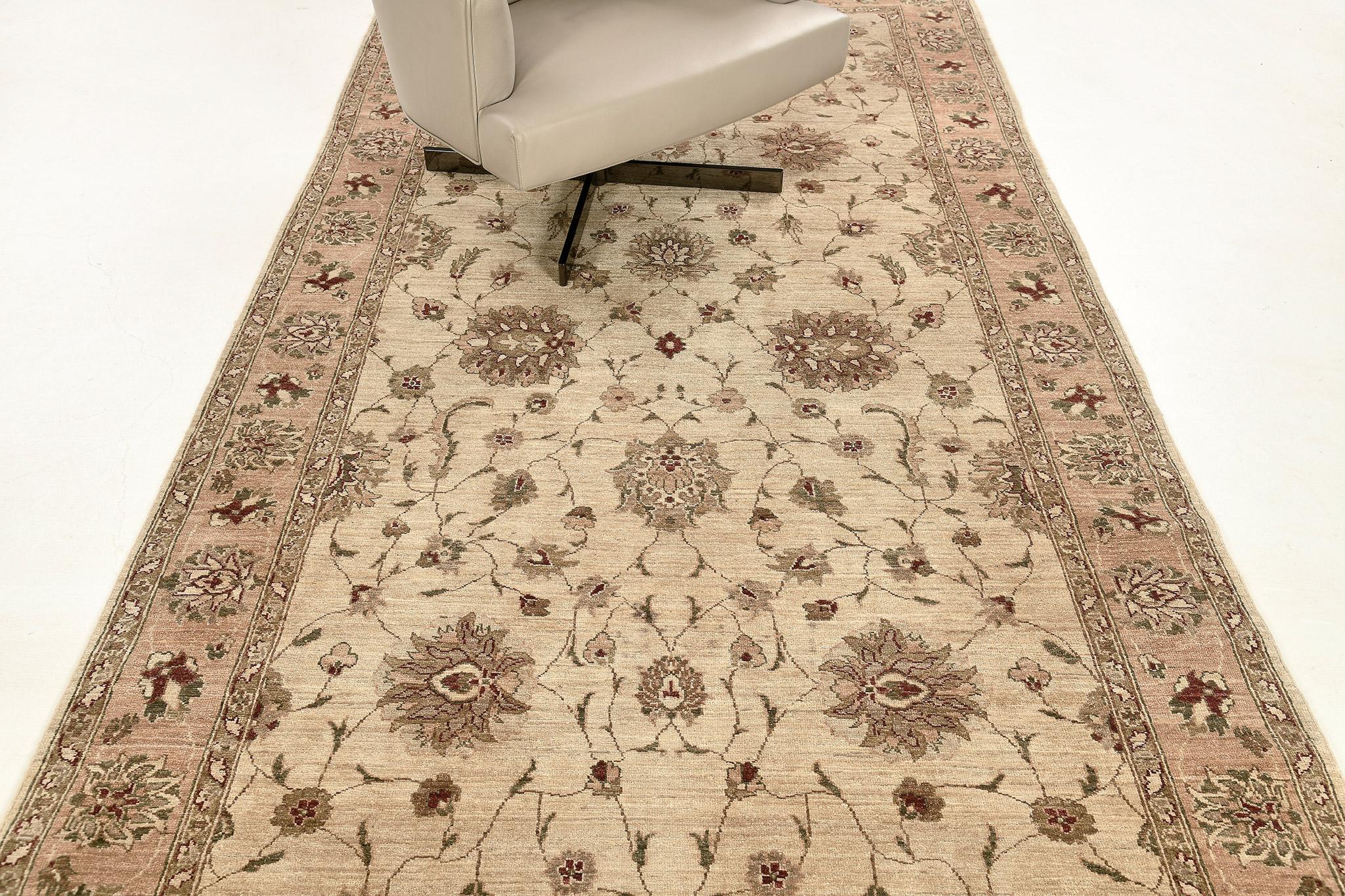 Hand-Knotted Natural Dye Sultanabad Design Runner Divine For Sale