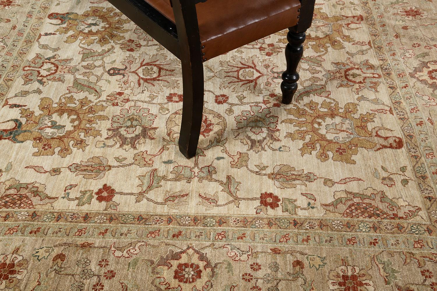 Afghan Tapis carré Sultanabad Revival D256 Divine Collection teinté à la main naturelle en vente
