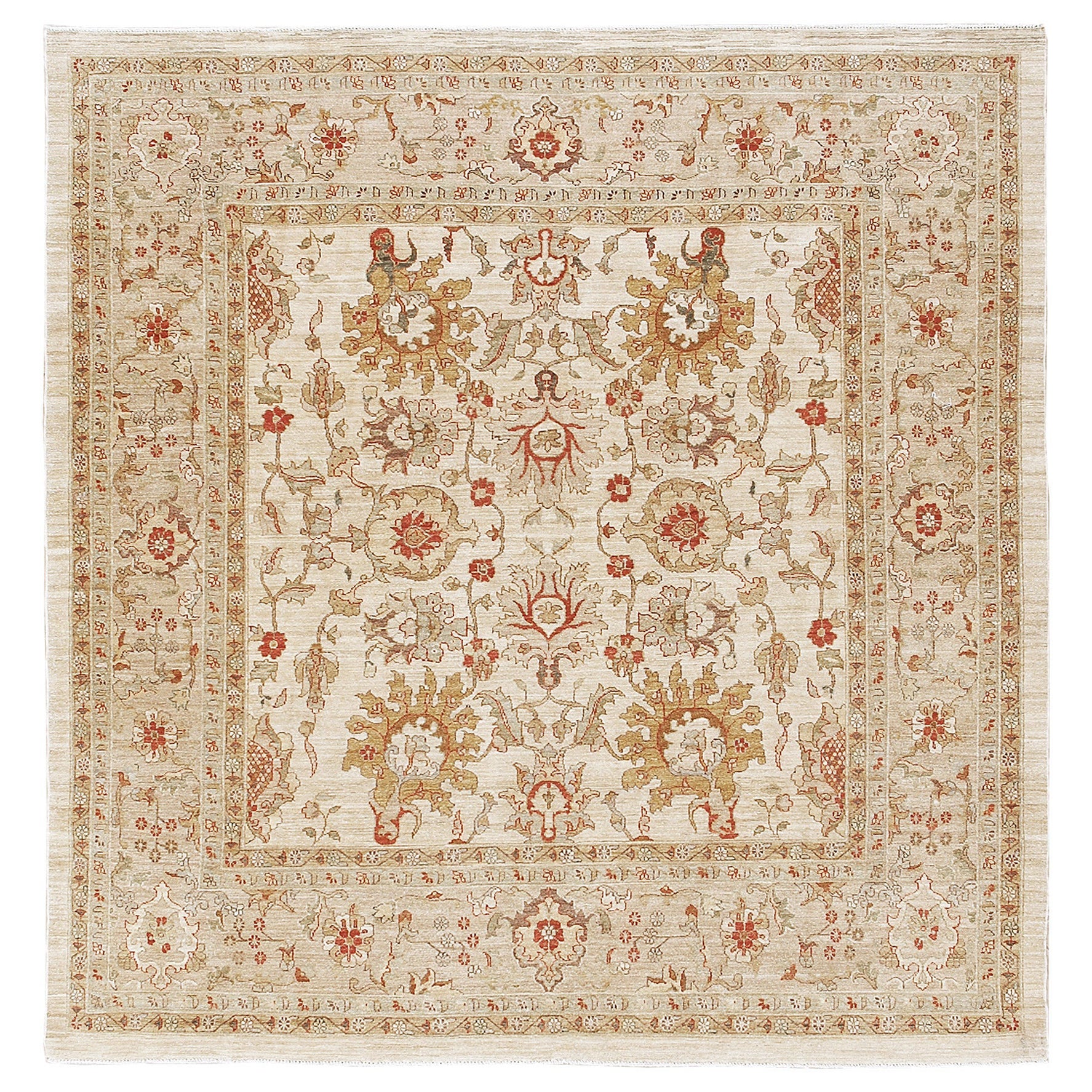 Sultanabad Revival D256 Divine Kollektion Quadratischer Teppich mit Naturfarben