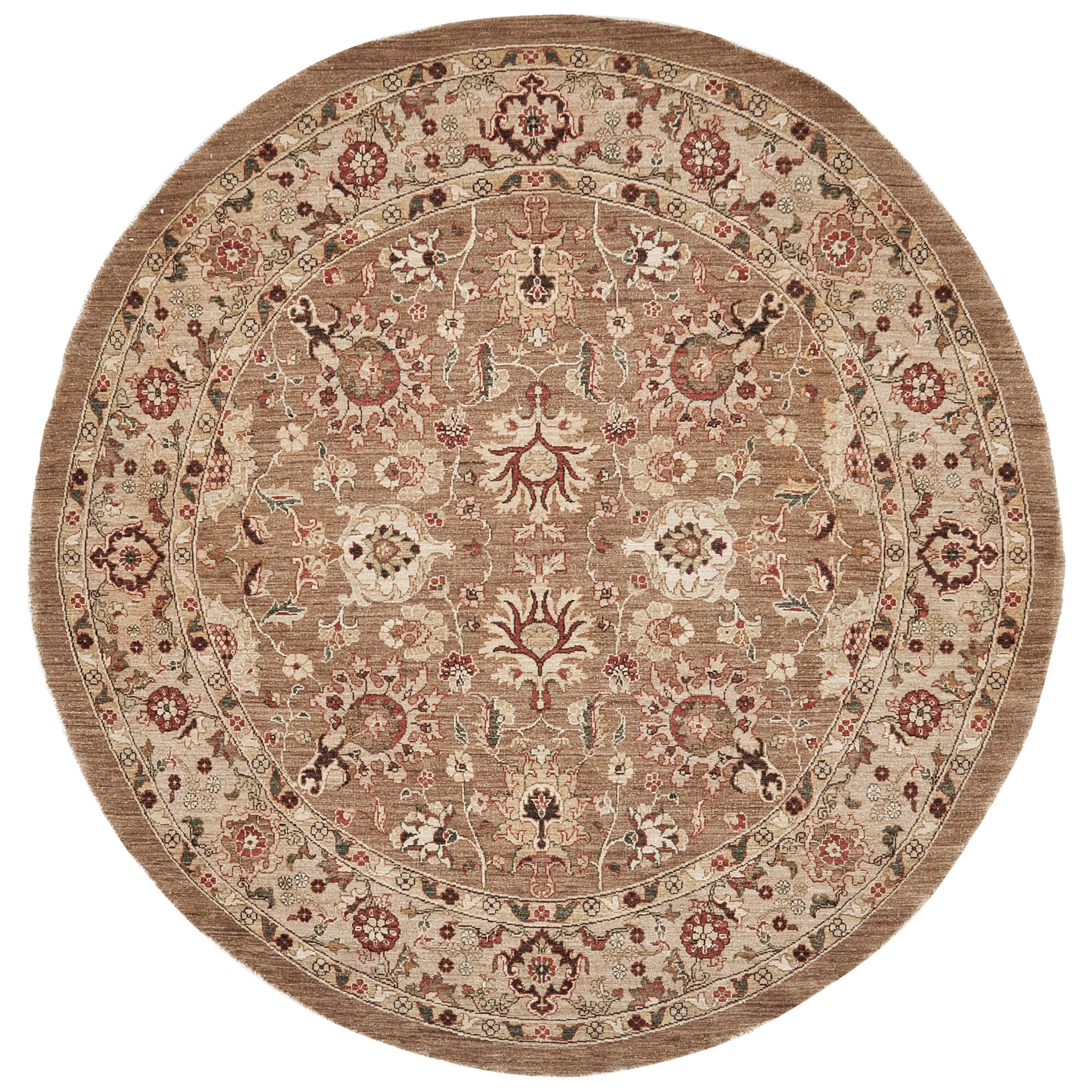 Naturfarbener Sultanabad Revive Rundteppich