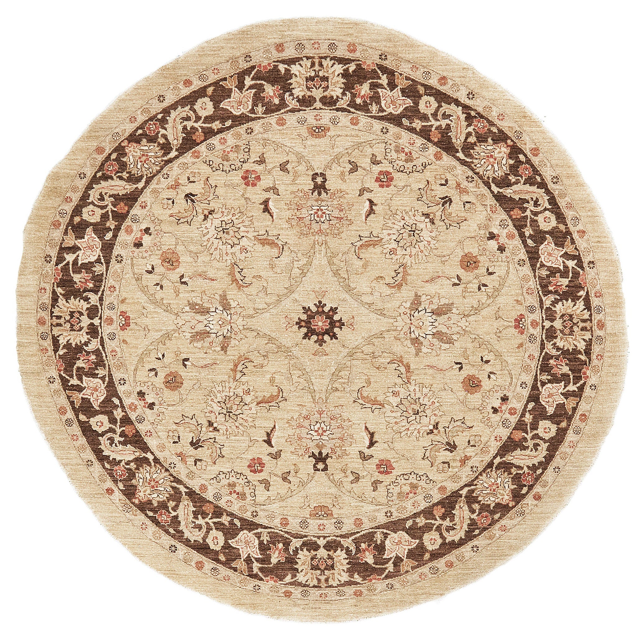 Naturfarbener Sultanabad Revive Rundteppich