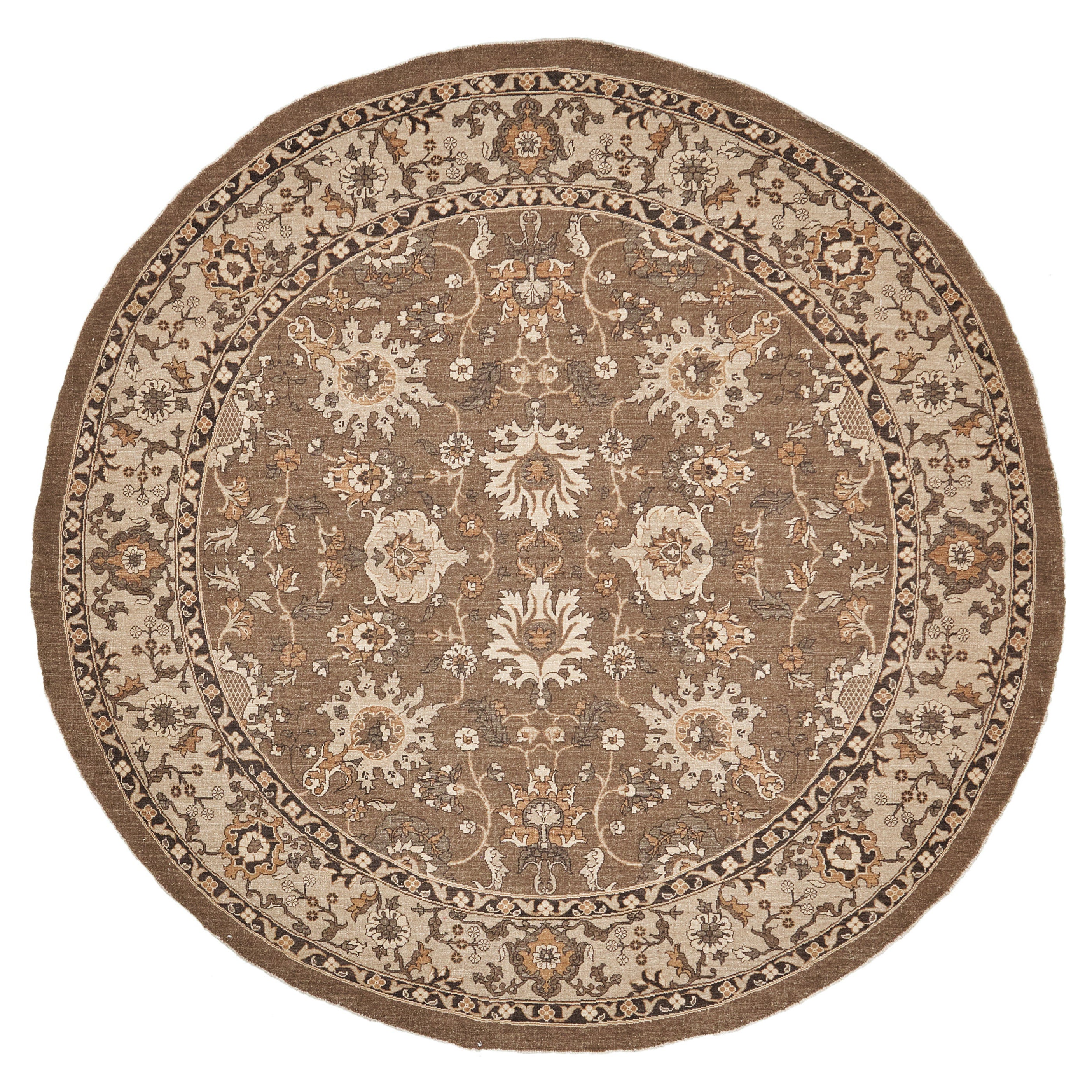 Naturfarbener Sultanabad Revive Rundteppich