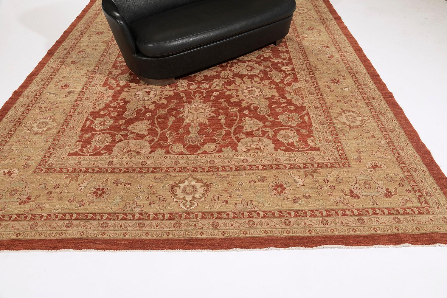 Pakistani Natural Dye Sultanabad Revival Rug by Mehraban Rugs For Sale