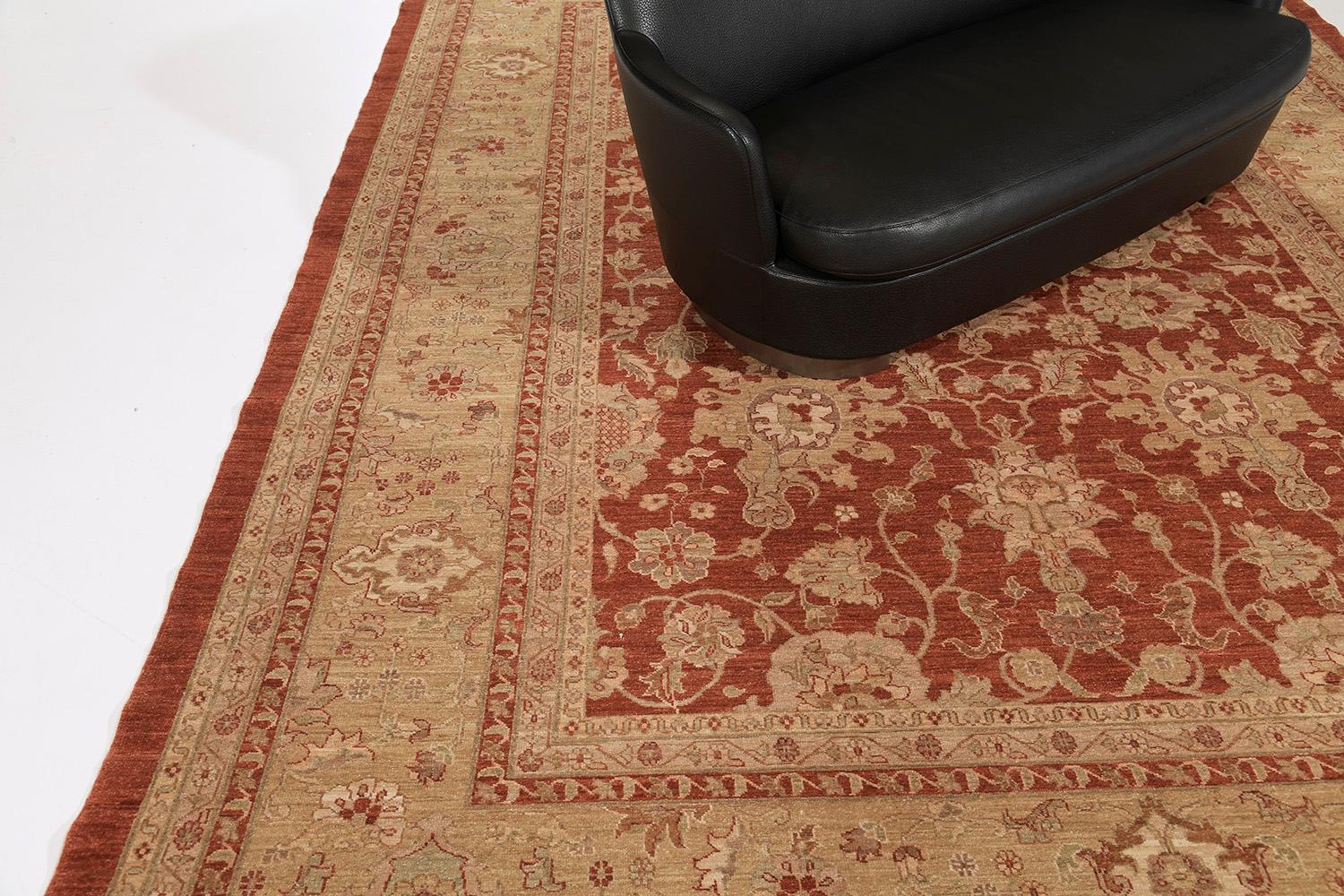 Hand-Woven Natural Dye Sultanabad Revival Rug by Mehraban Rugs For Sale