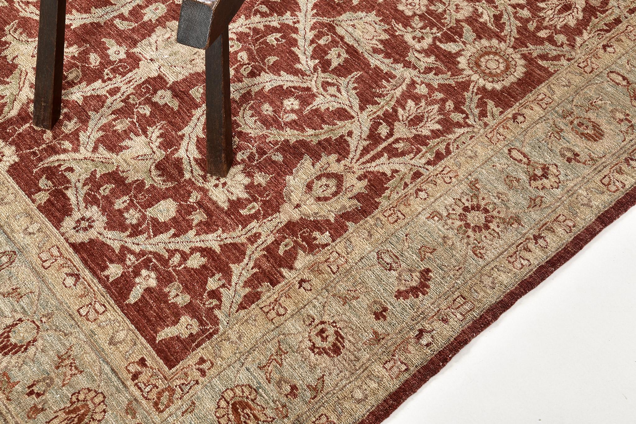 Let beauty, wealth and luck be at your humble home with this Sultanabad Rug revival. All over patterns are symmetrically aligned with blooming elements and spiral vines. A centerpiece that will be desired by anyone.


Rug Number	11621
Size	5' 2
