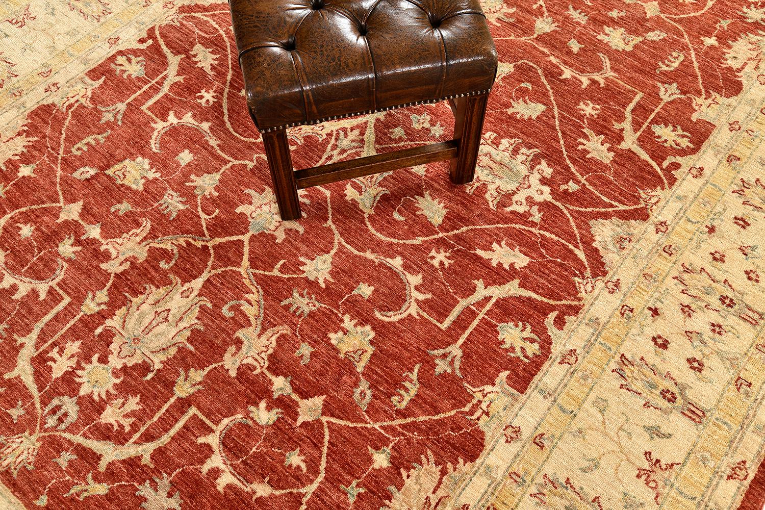 Wool Natural Dye Sultanabad Revival Rug For Sale