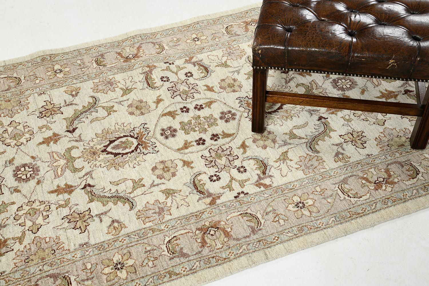 This enchanting timeless Sultanabad Runner has symmetrical patterns that make the rug unique. A one of a kind rug that makes your interior more fascinating. Neutral tones feature even the smallest details of the patterns and motifs that match with