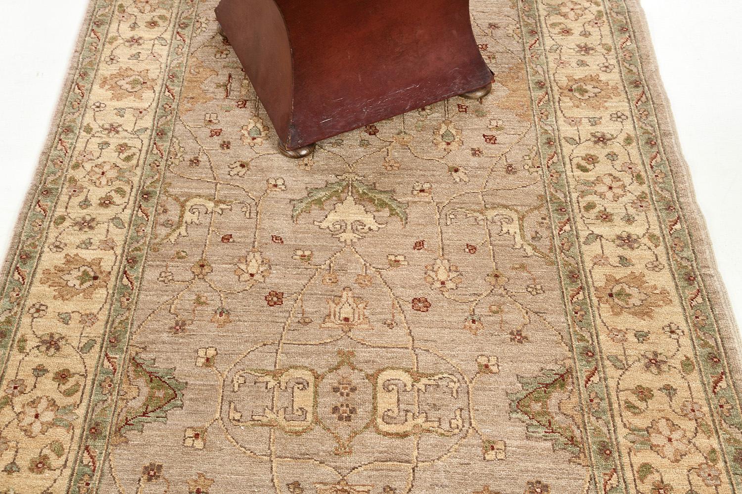 Wool Natural Dye Sultanabad Revival Runner For Sale