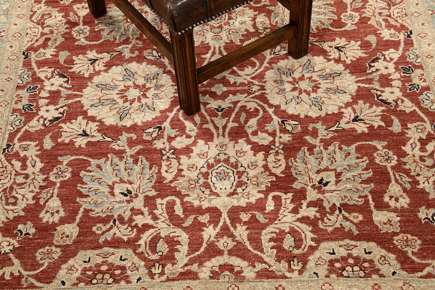 Afghan Natural Dye Sultanabad Revival Square Rug For Sale