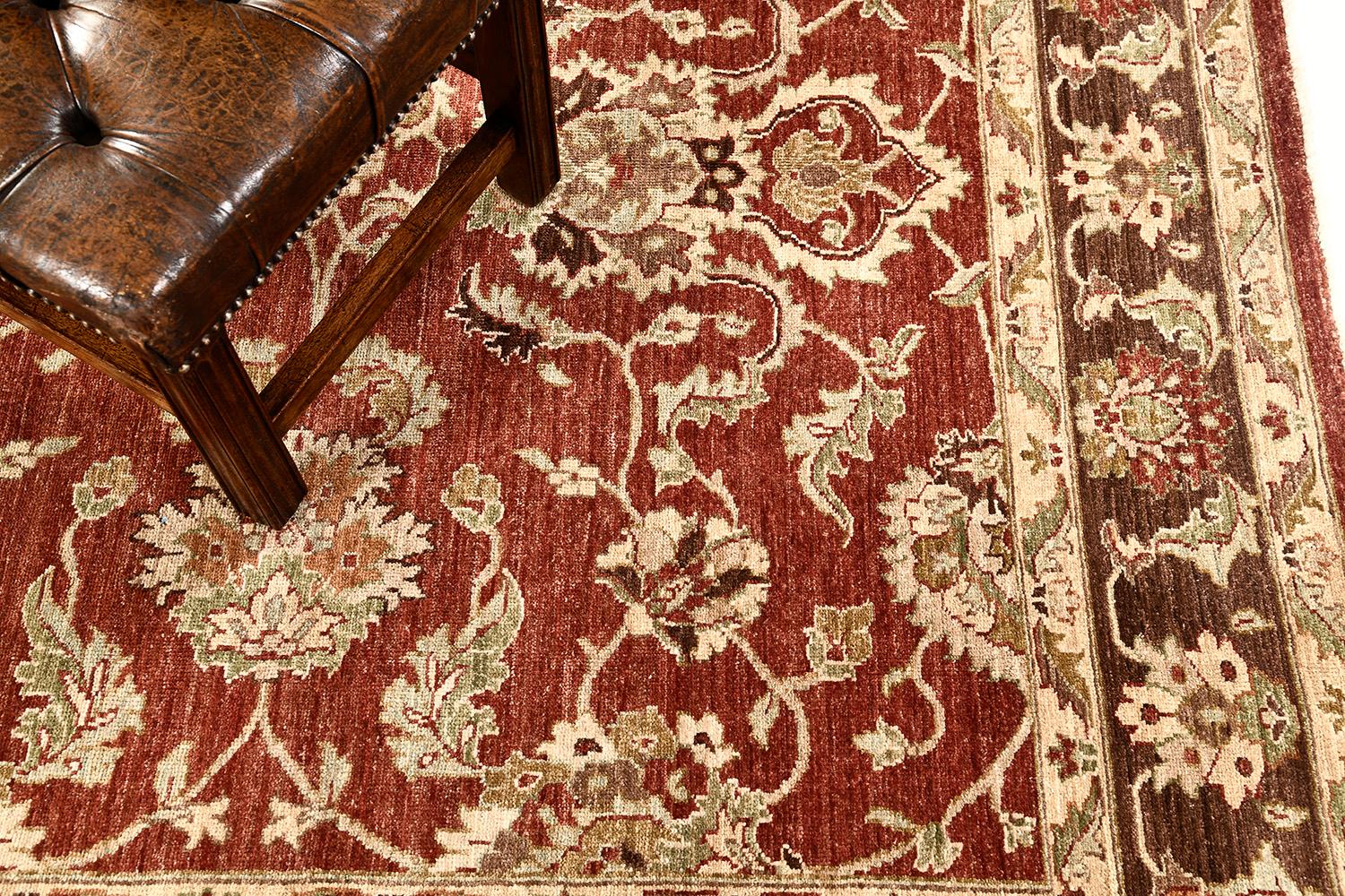 Hand-Knotted Natural Dye Sultanabad Revival Square Rug For Sale