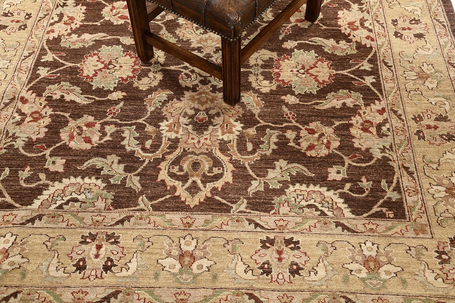 Afghan Natural Dye Sultanabad Revival Square Rug For Sale